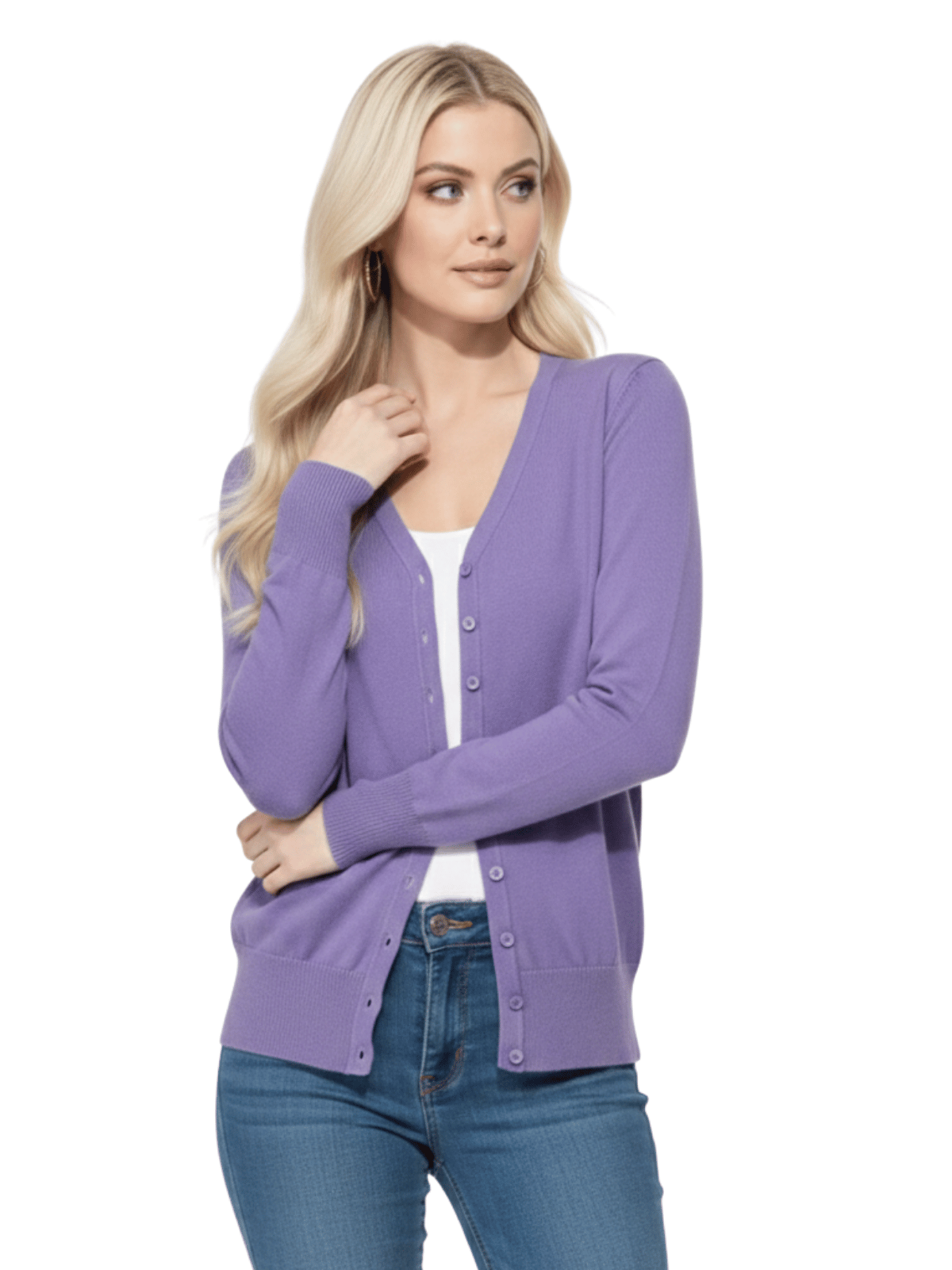 Women V-Neck Button Down Knit Cardigan Sweater MK5178 (S-XL)