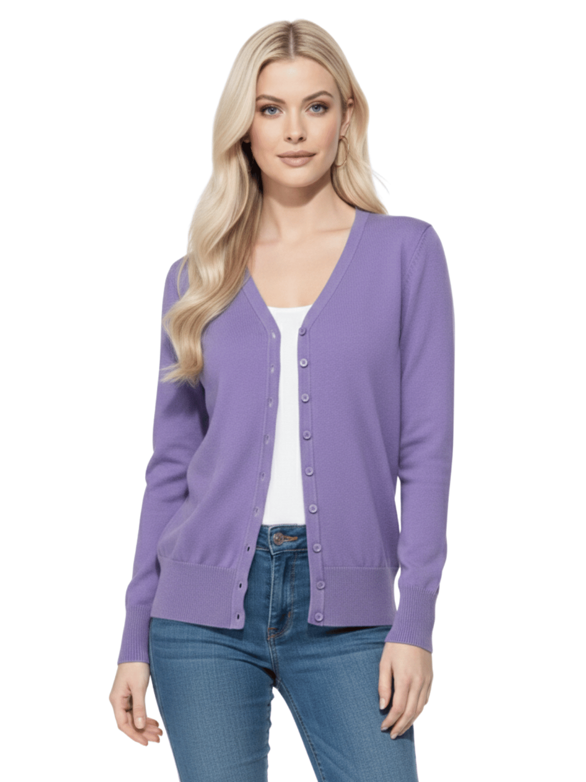 Women V-Neck Button Down Knit Cardigan Sweater MK5178 (S-XL)