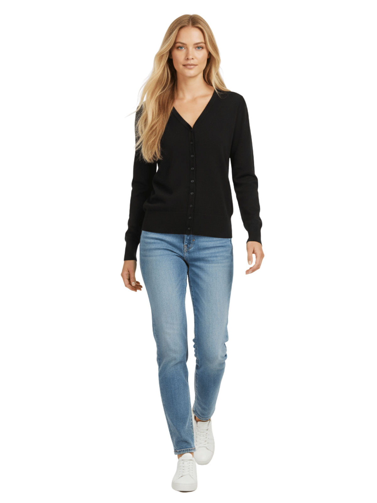 Women V-Neck Button Down Knit Cardigan Sweater MK5178 (S-XL)