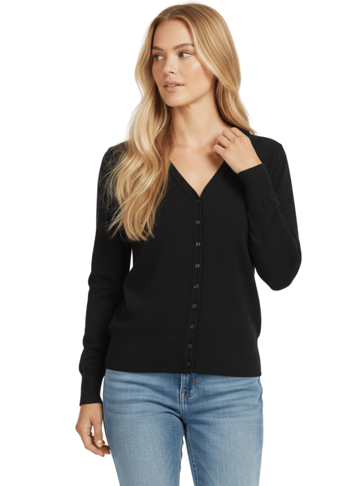Women V-Neck Button Down Knit Cardigan Sweater MK5178 (S-XL)