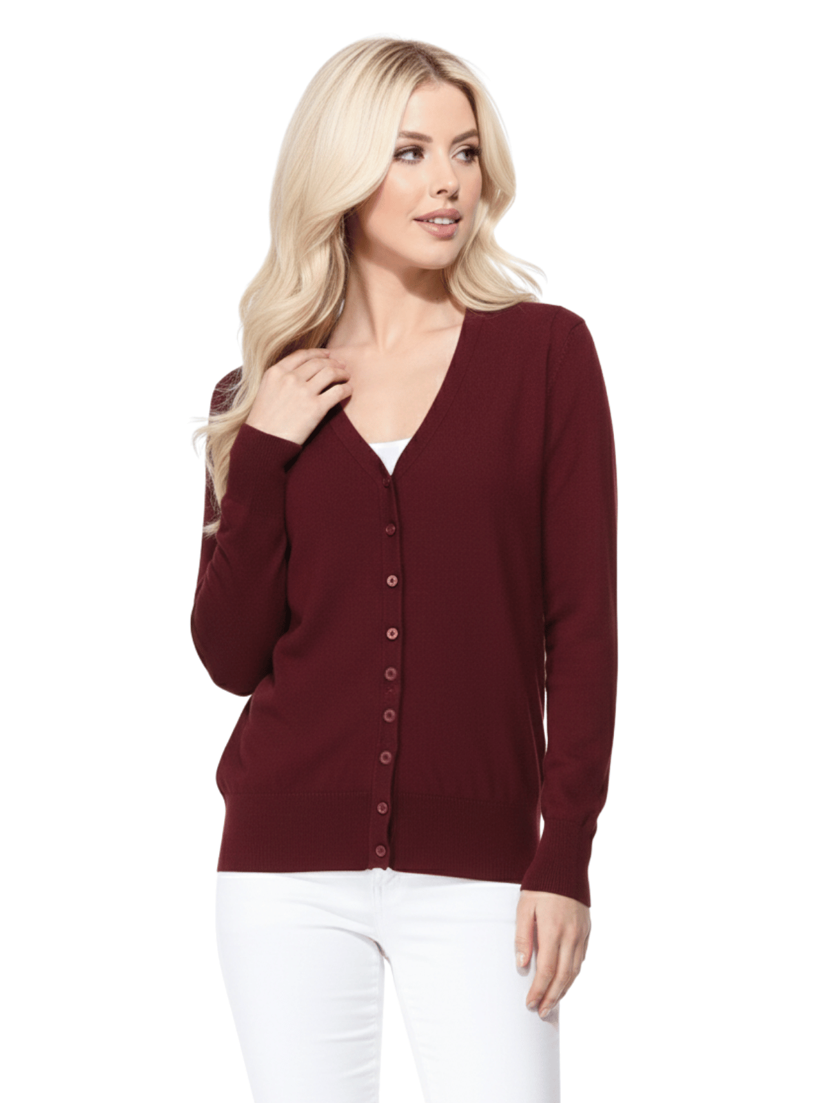 Women V-Neck Button Down Knit Cardigan Sweater MK5178 (S-XL)