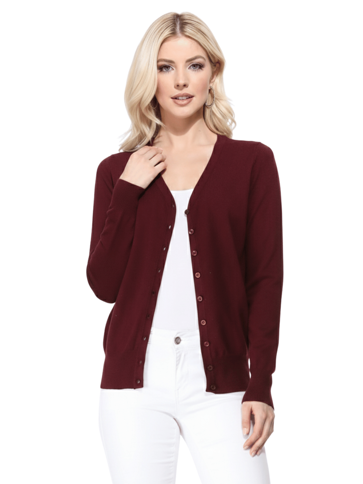 Women V-Neck Button Down Knit Cardigan Sweater MK5178 (S-XL)