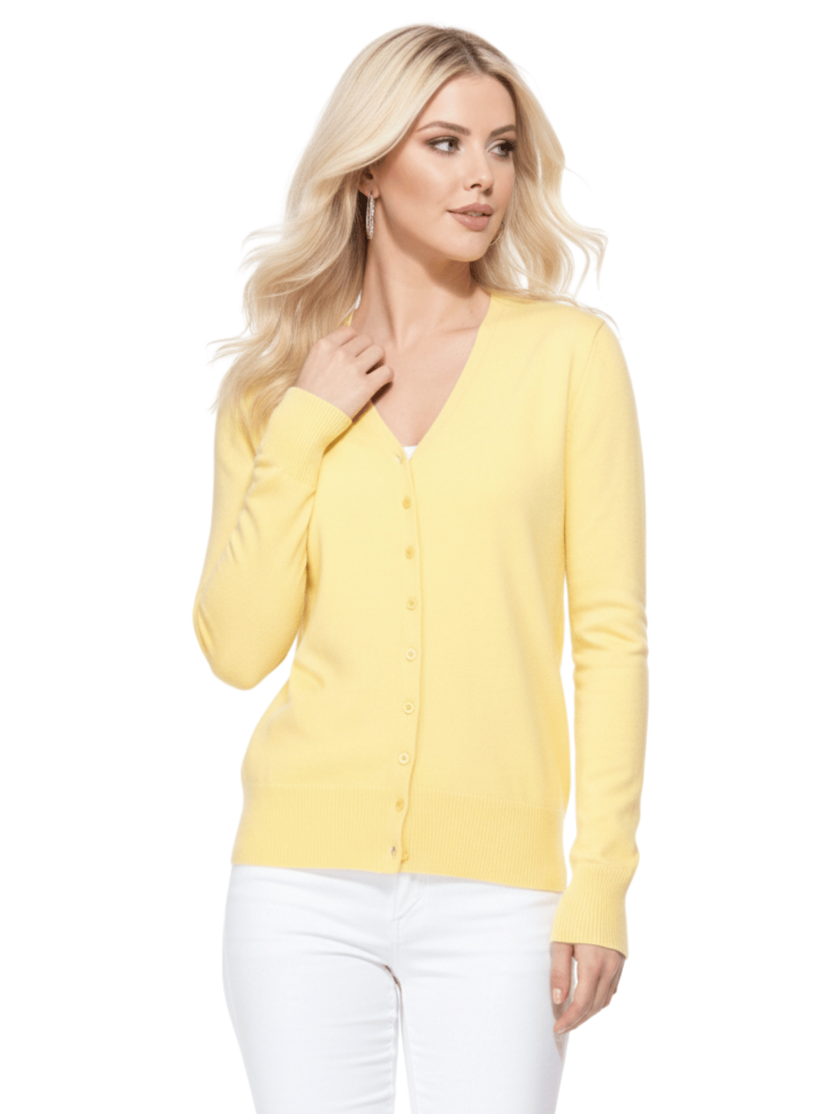 Women V-Neck Button Down Knit Cardigan Sweater MK5178 (S-XL)