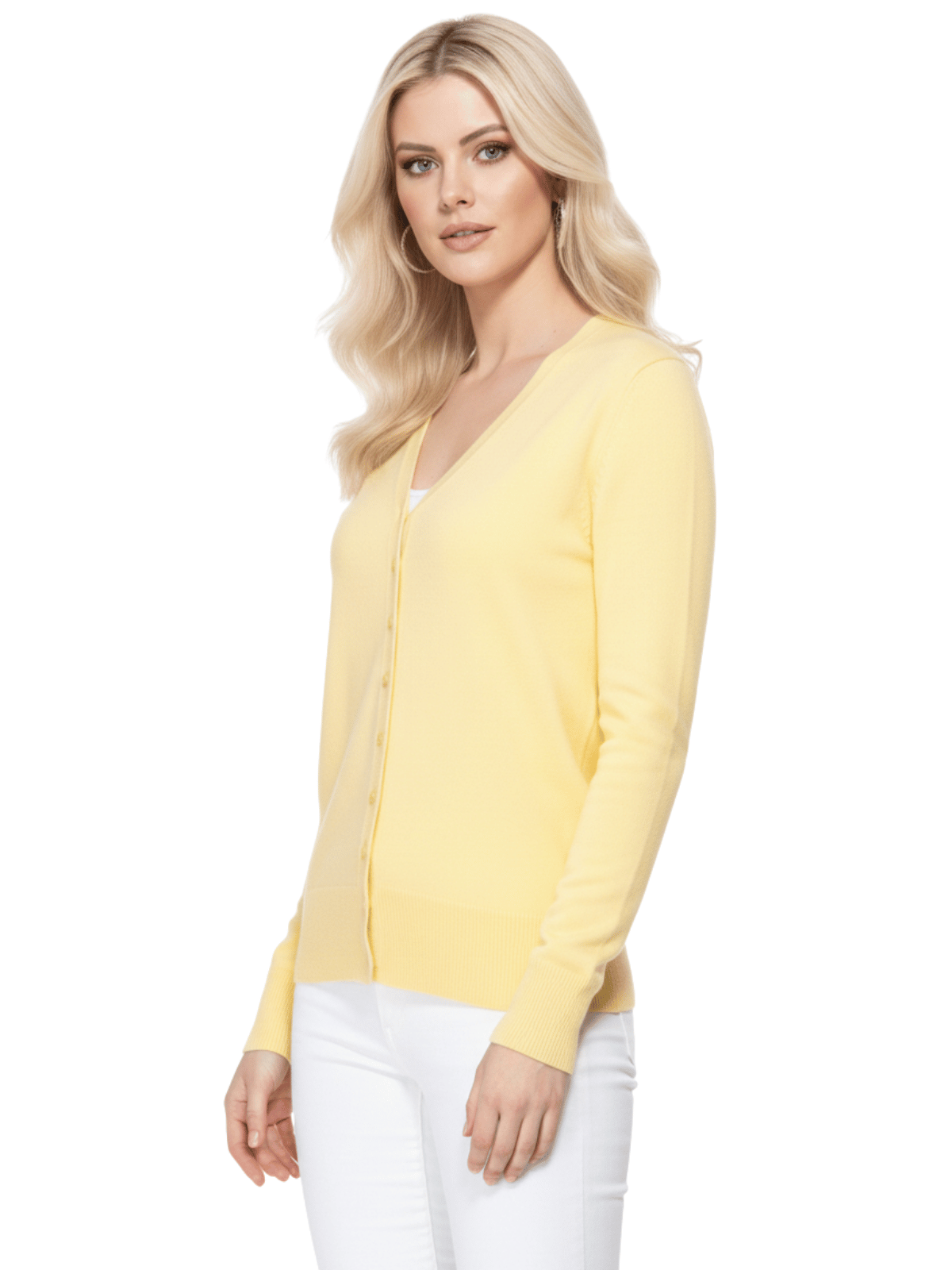 Women V-Neck Button Down Knit Cardigan Sweater MK5178 (S-XL)