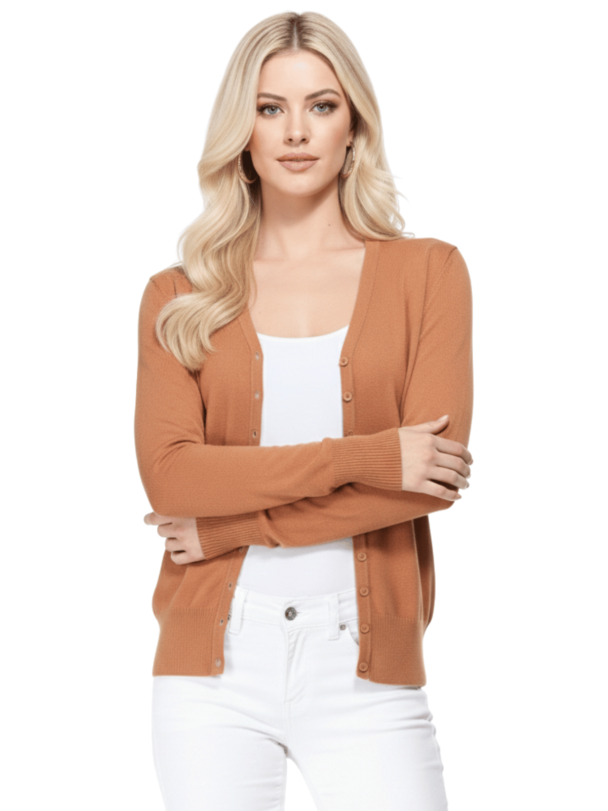 Women V-Neck Button Down Knit Cardigan Sweater MK5178 (S-XL)