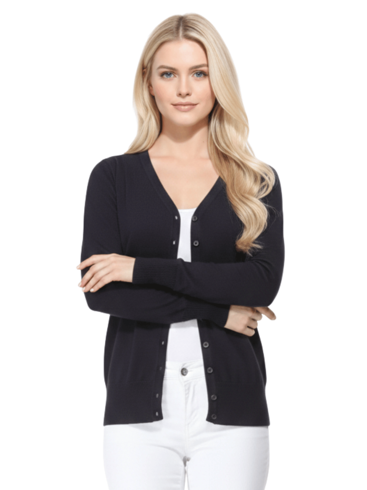 Women V-Neck Button Down Knit Cardigan Sweater MK5178 (S-XL)