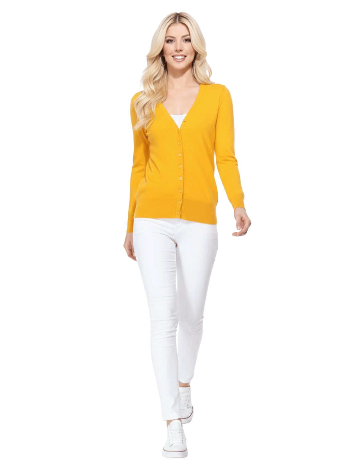 Women V-Neck Button Down Knit Cardigan Sweater MK5178 (S-XL)
