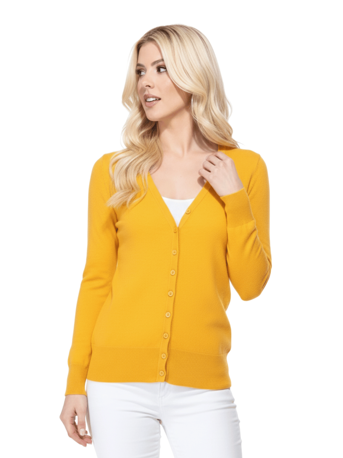 Women V-Neck Button Down Knit Cardigan Sweater MK5178 (S-XL)