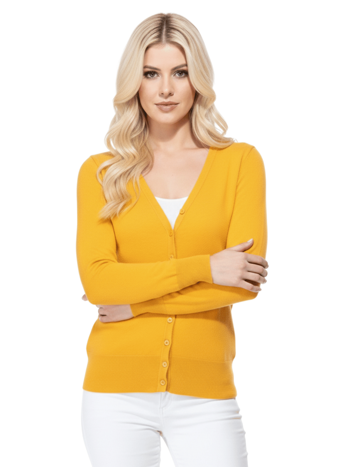 Women V-Neck Button Down Knit Cardigan Sweater MK5178 (S-XL)