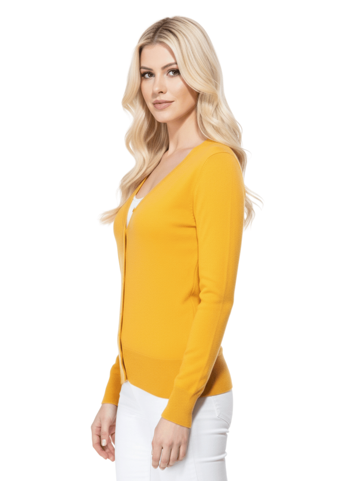 Women V-Neck Button Down Knit Cardigan Sweater MK5178 (S-XL)