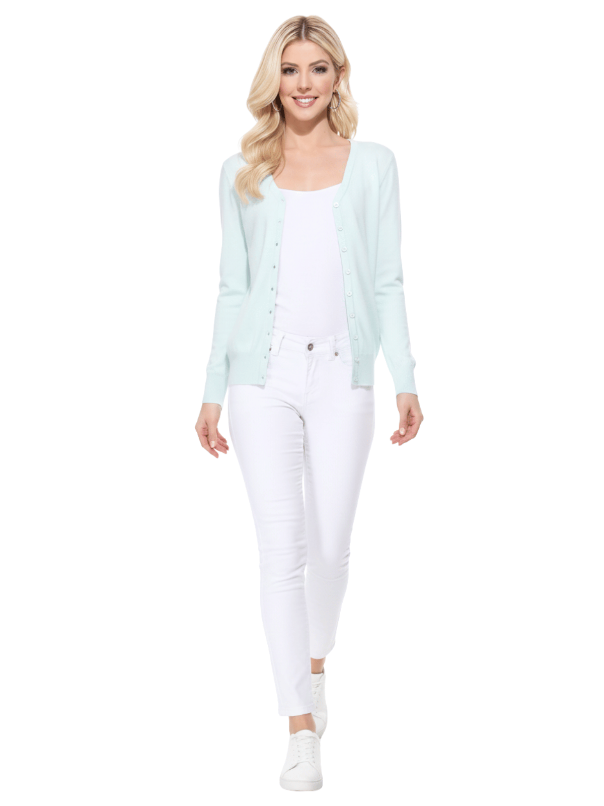 Women V-Neck Button Down Knit Cardigan Sweater MK5178 (S-XL)