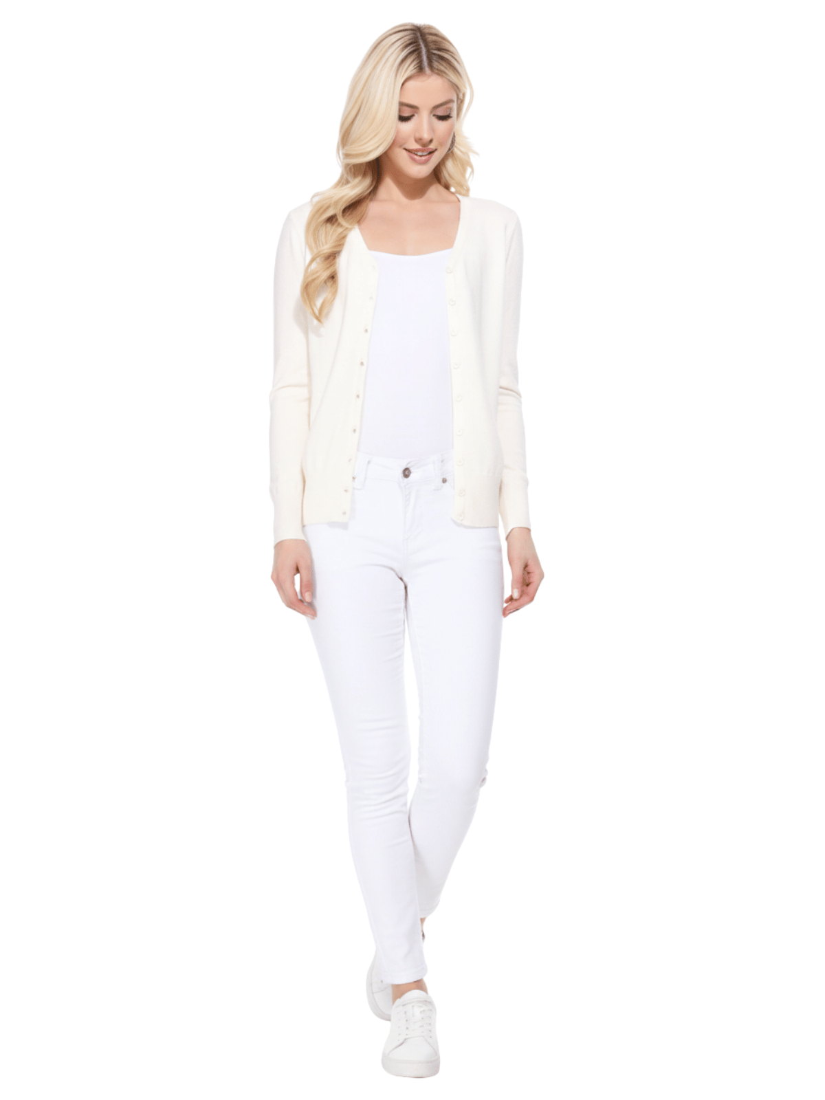 Women V-Neck Button Down Knit Cardigan Sweater MK5178 (S-XL)