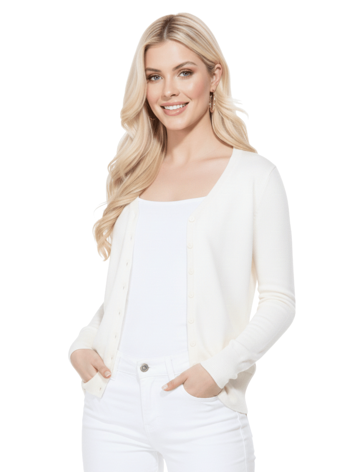Women V-Neck Button Down Knit Cardigan Sweater MK5178 (S-XL)