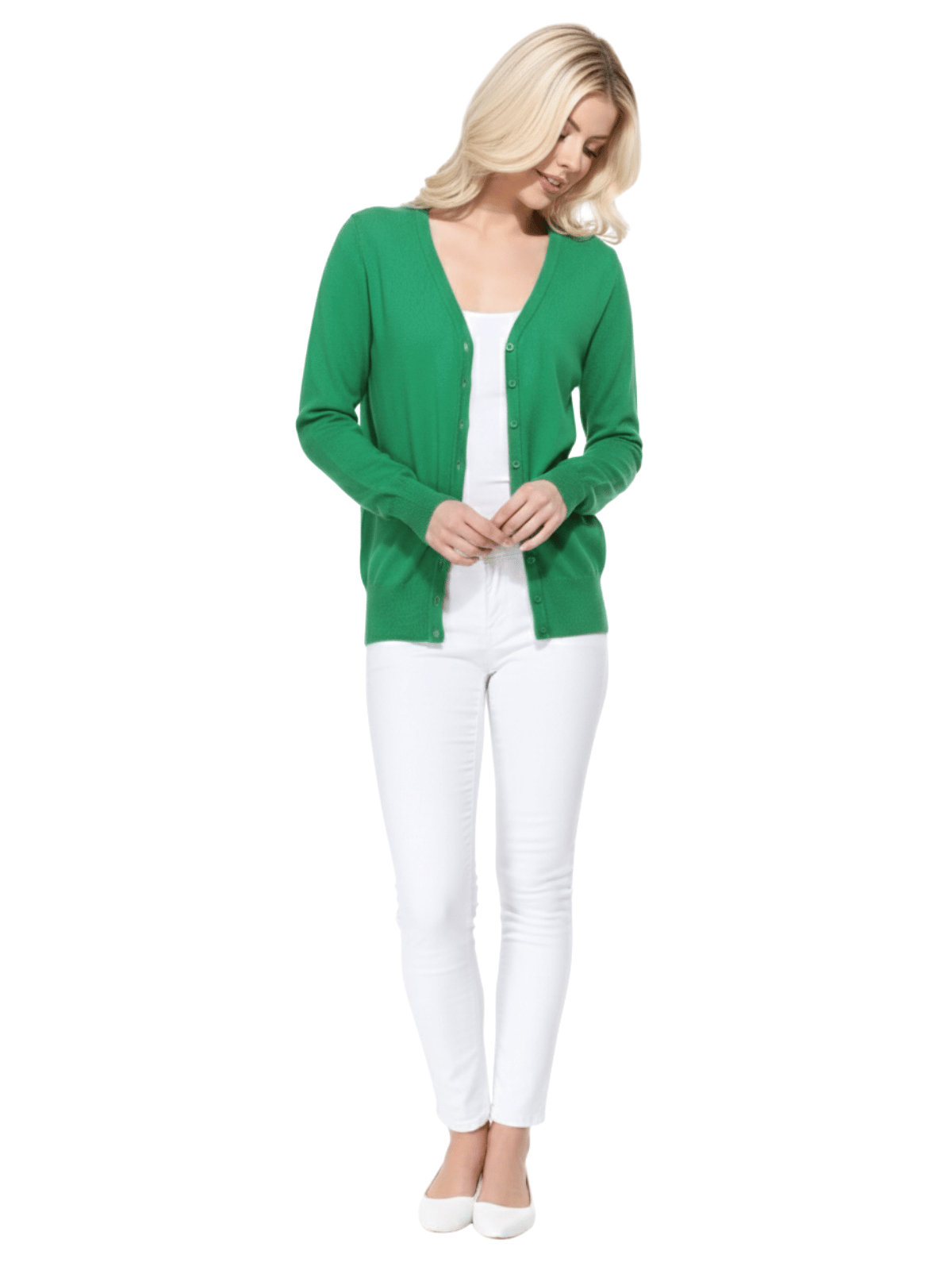 Women V-Neck Button Down Knit Cardigan Sweater MK5178 (S-XL)