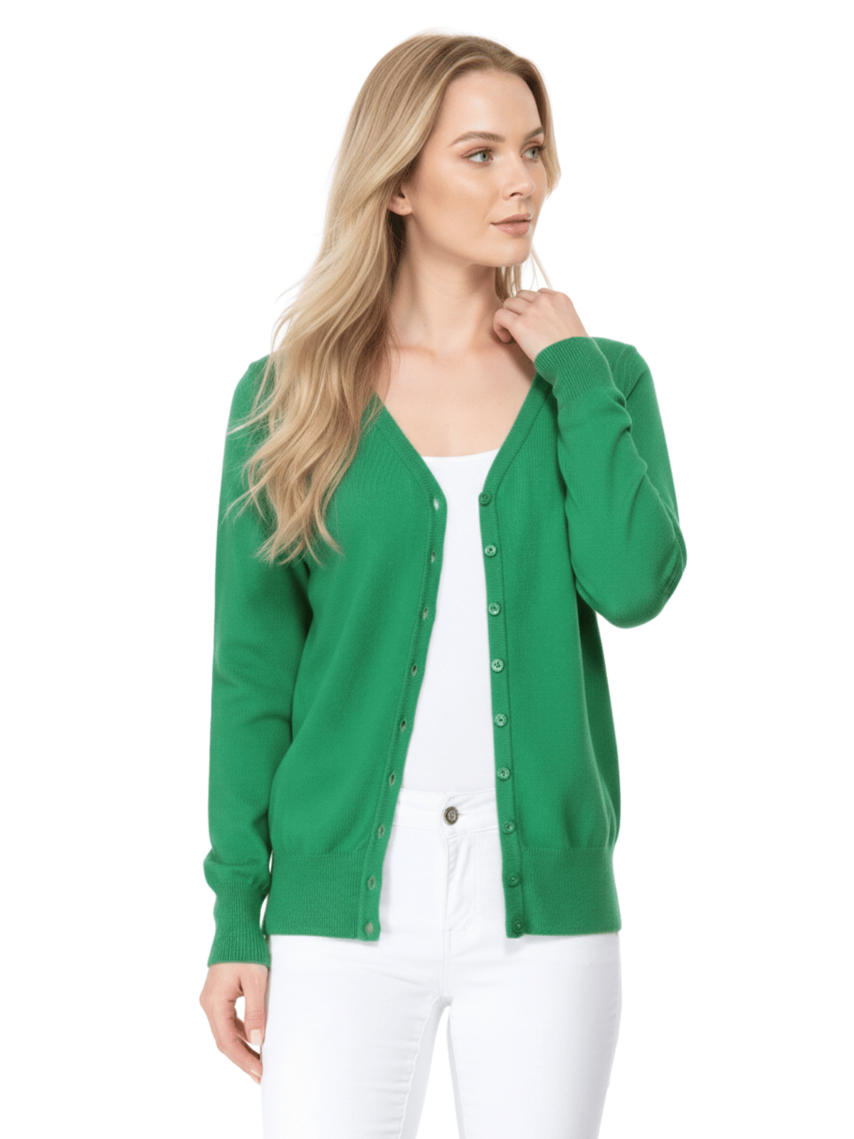 Women V-Neck Button Down Knit Cardigan Sweater MK5178 (S-XL)