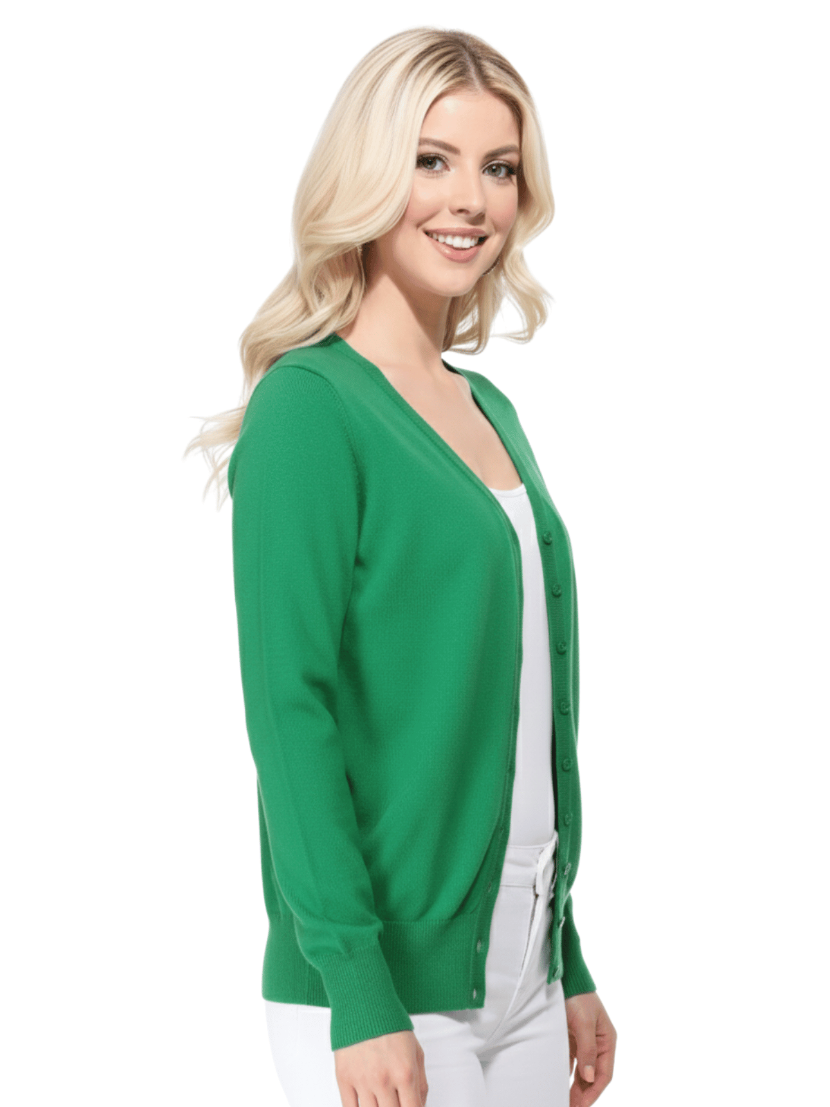 Women V-Neck Button Down Knit Cardigan Sweater MK5178 (S-XL)