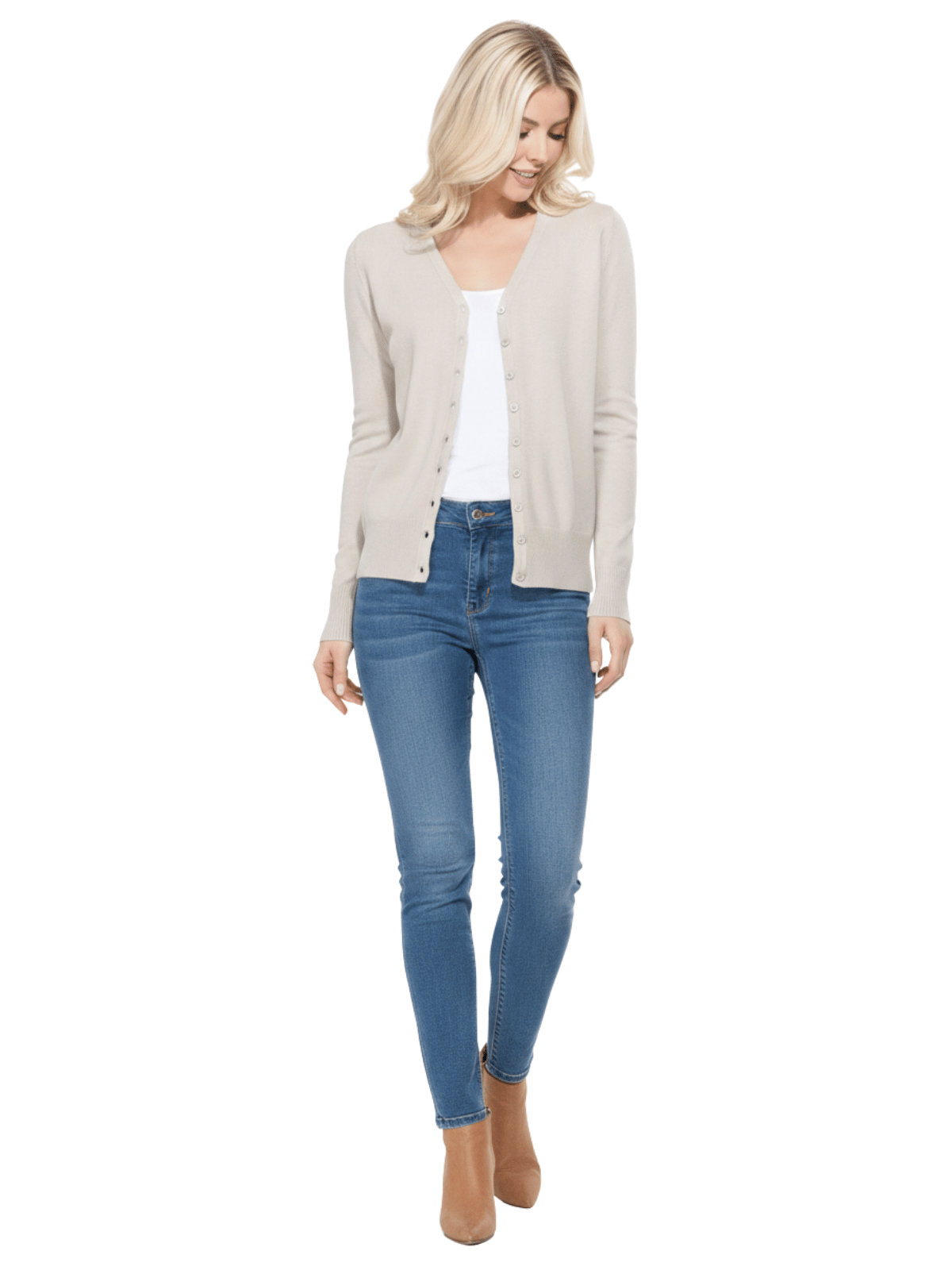 Women V-Neck Button Down Knit Cardigan Sweater MK5178 (S-XL)