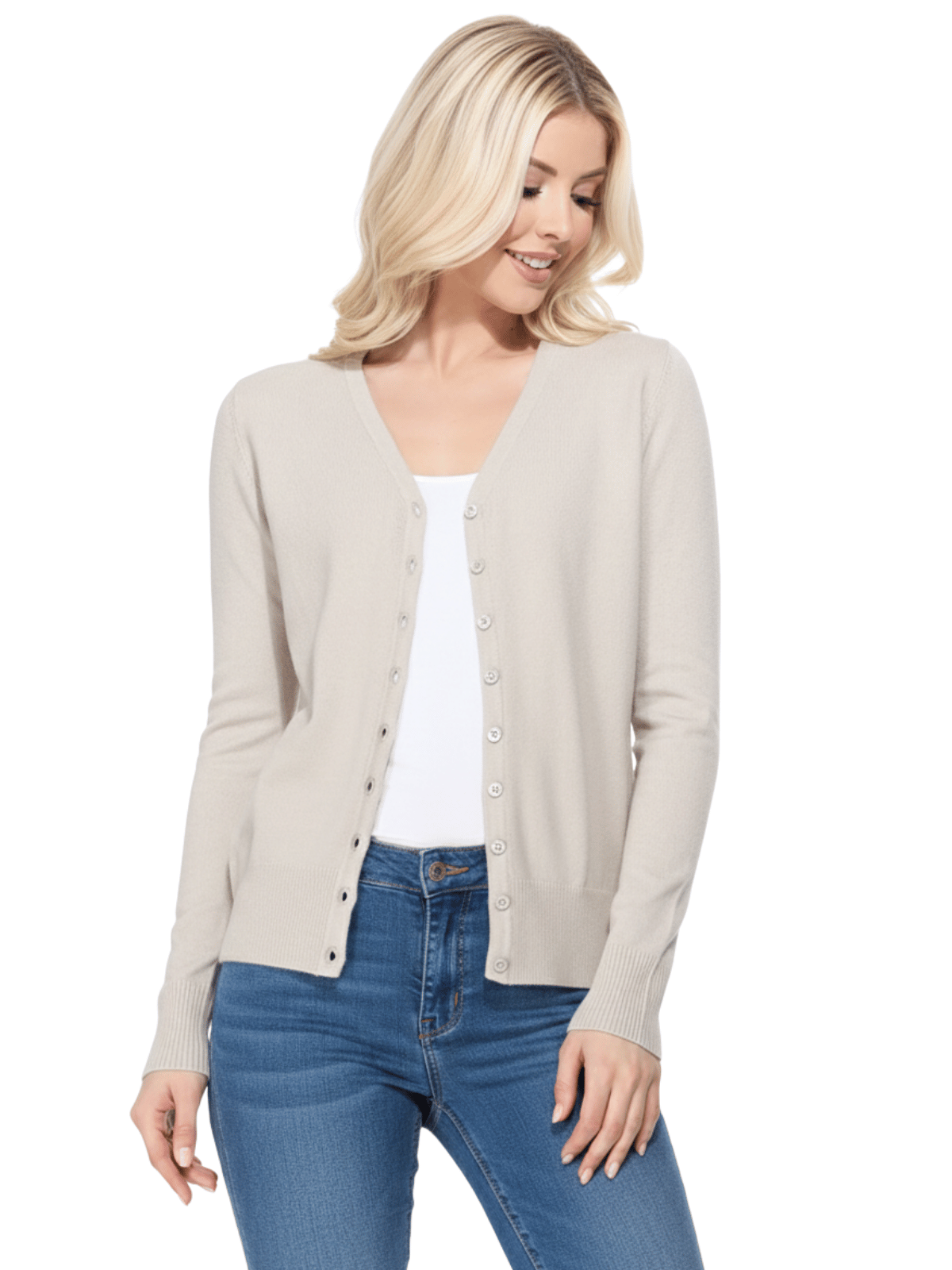 Women V-Neck Button Down Knit Cardigan Sweater MK5178 (S-XL)