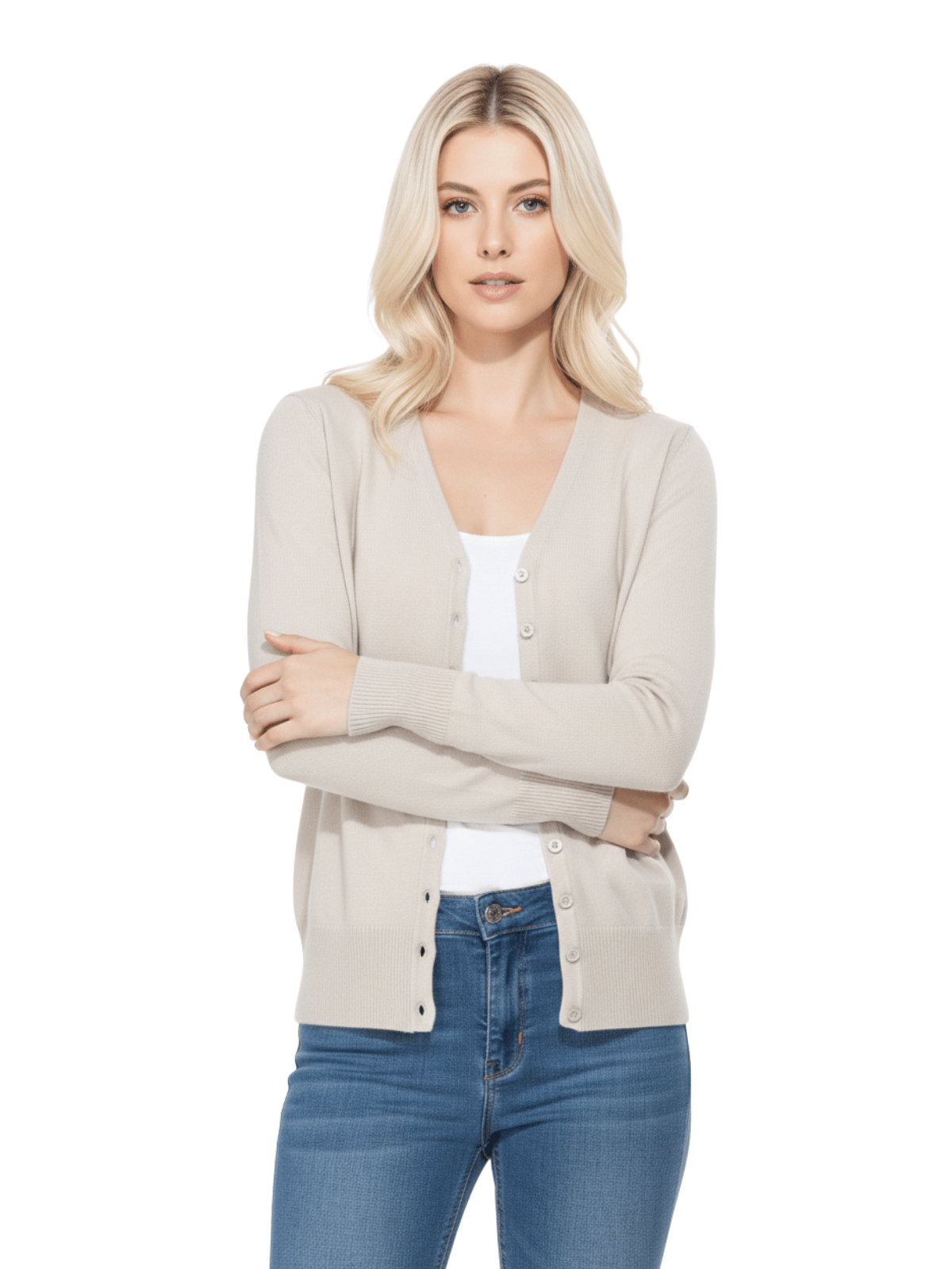 Women V-Neck Button Down Knit Cardigan Sweater MK5178 (S-XL)