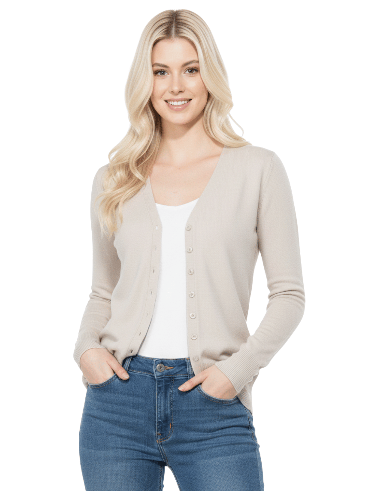Women V-Neck Button Down Knit Cardigan Sweater MK5178 (S-XL)