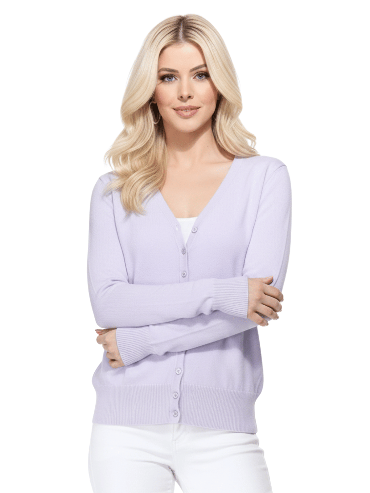 Women V-Neck Button Down Knit Cardigan Sweater MK5178 (S-XL)