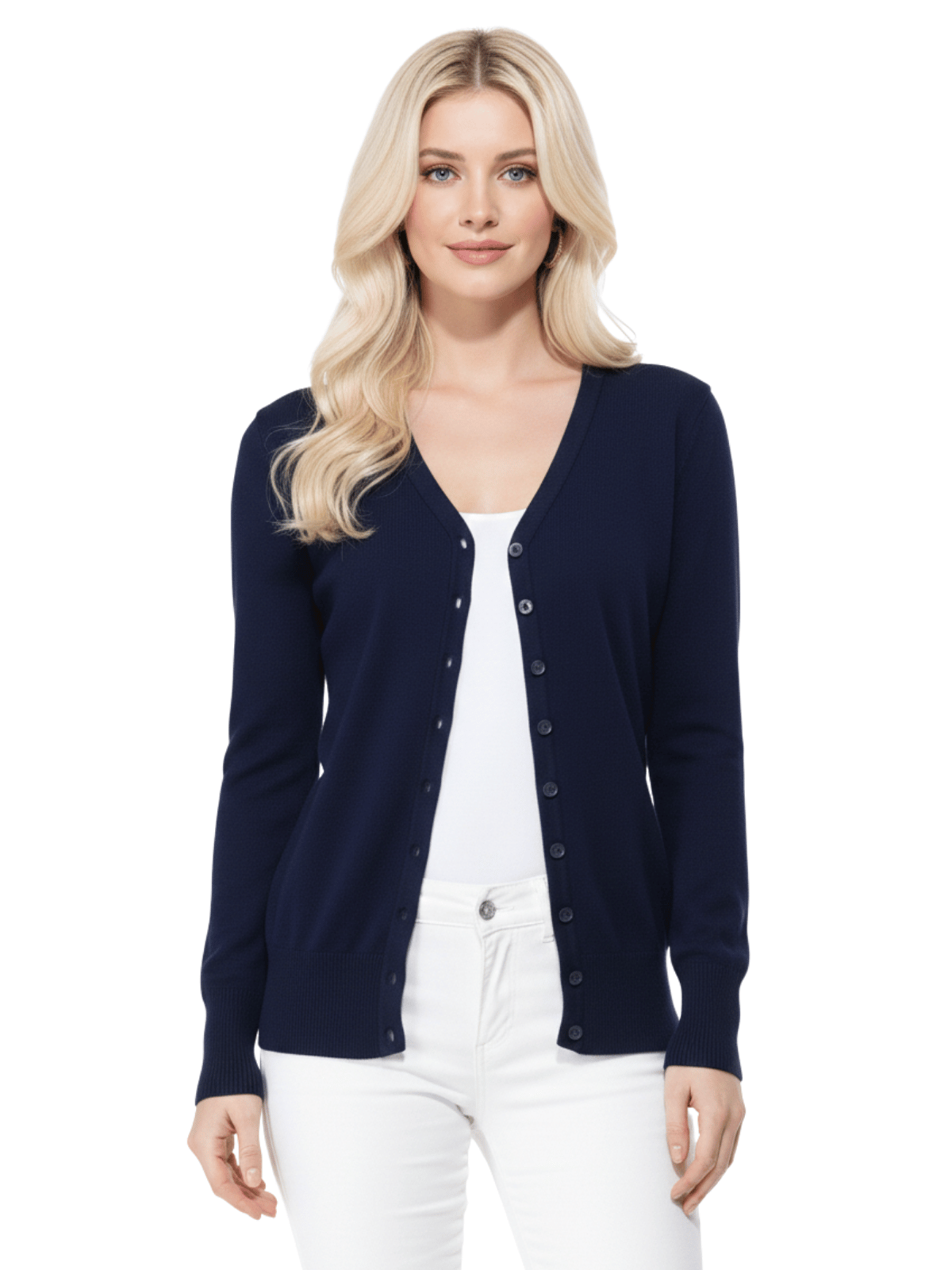 Women V-Neck Button Down Knit Cardigan Sweater MK5178 (S-XL)