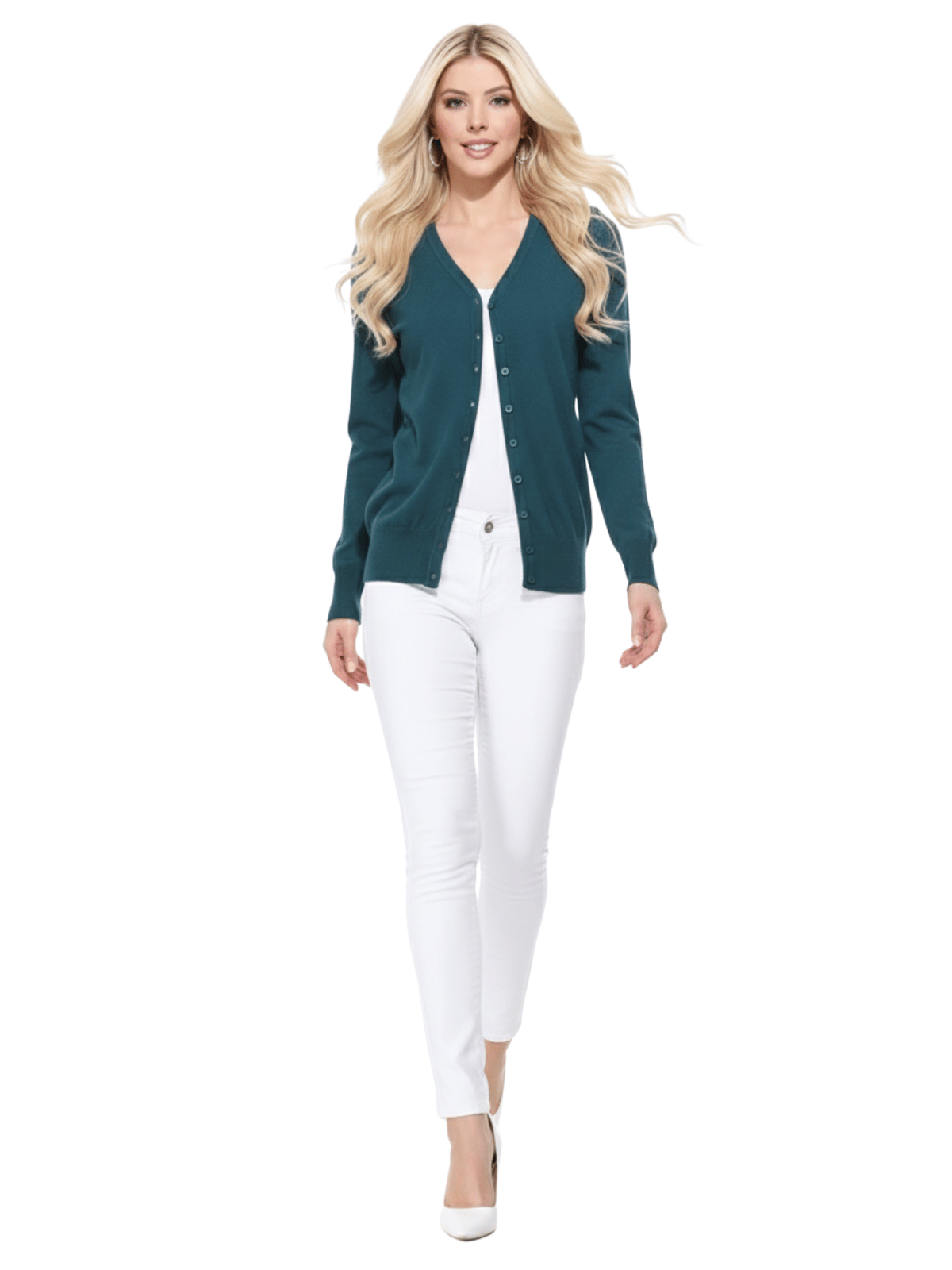 Women V-Neck Button Down Knit Cardigan Sweater MK5178 (S-XL)
