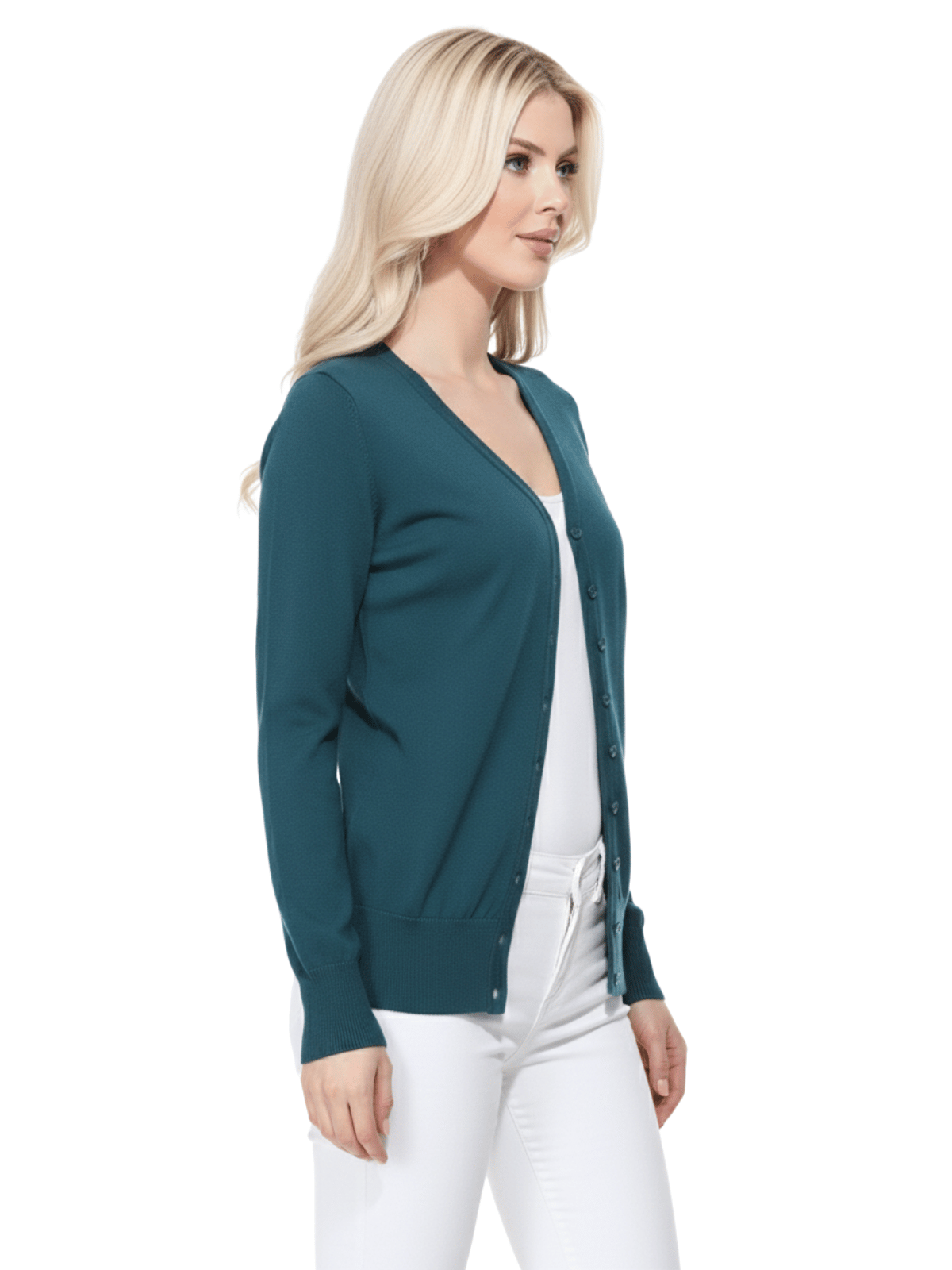Women V-Neck Button Down Knit Cardigan Sweater MK5178 (S-XL)