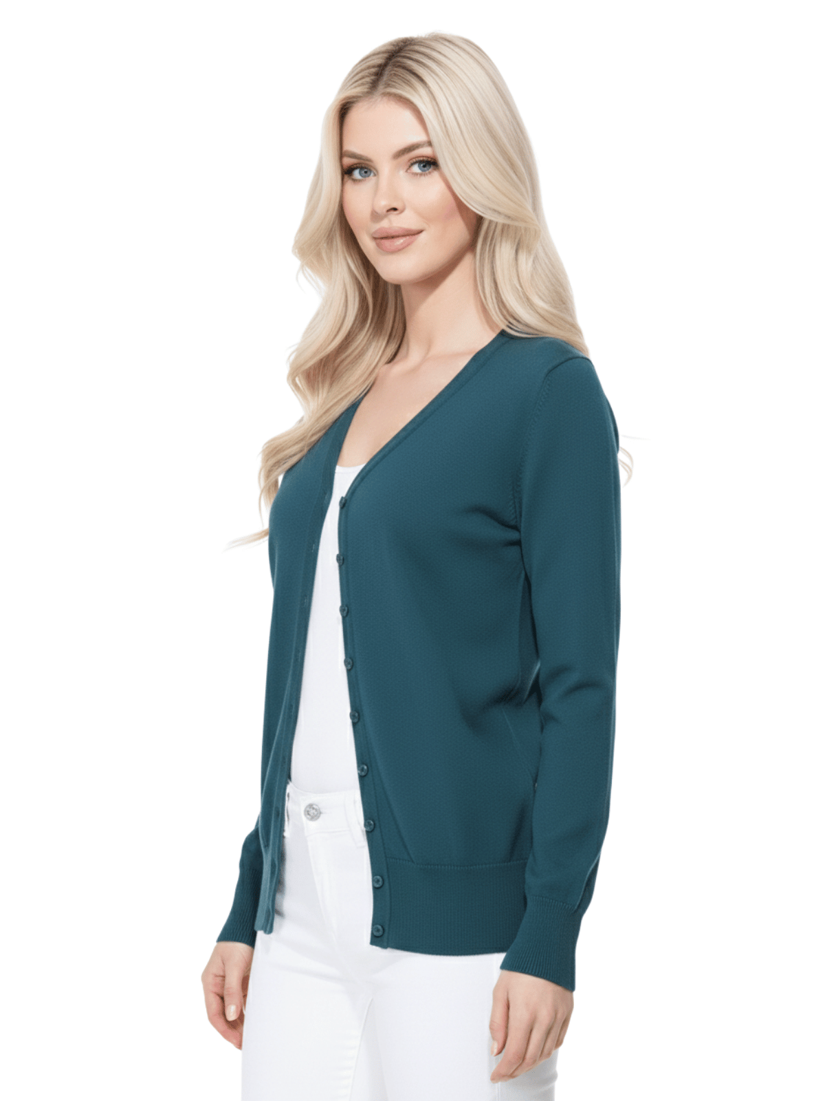 Women V-Neck Button Down Knit Cardigan Sweater MK5178 (S-XL)