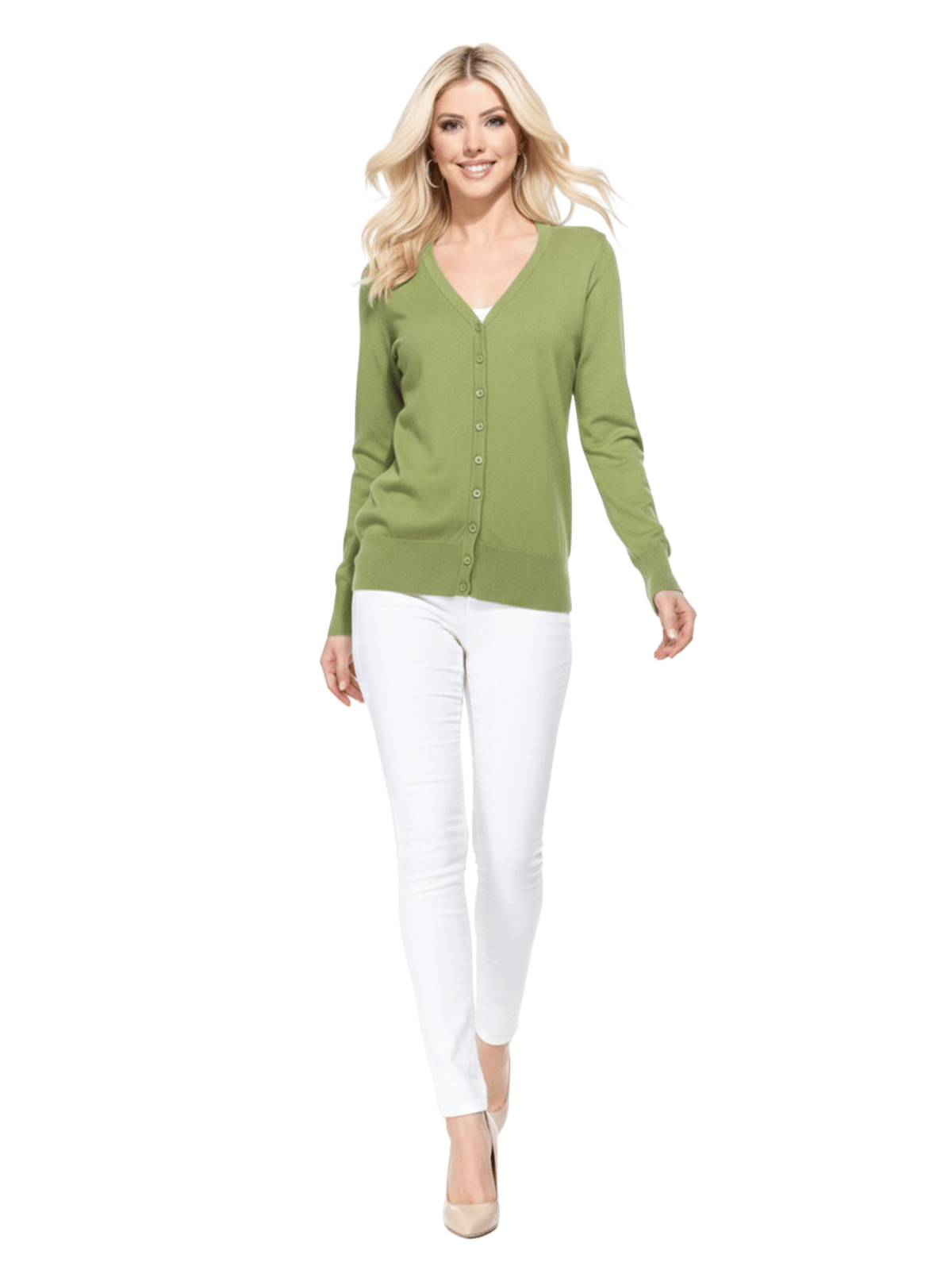 Women V-Neck Button Down Knit Cardigan Sweater MK5178 (S-XL)
