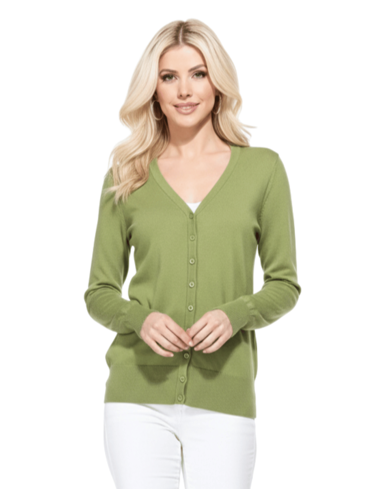 Women V-Neck Button Down Knit Cardigan Sweater MK5178 (S-XL)