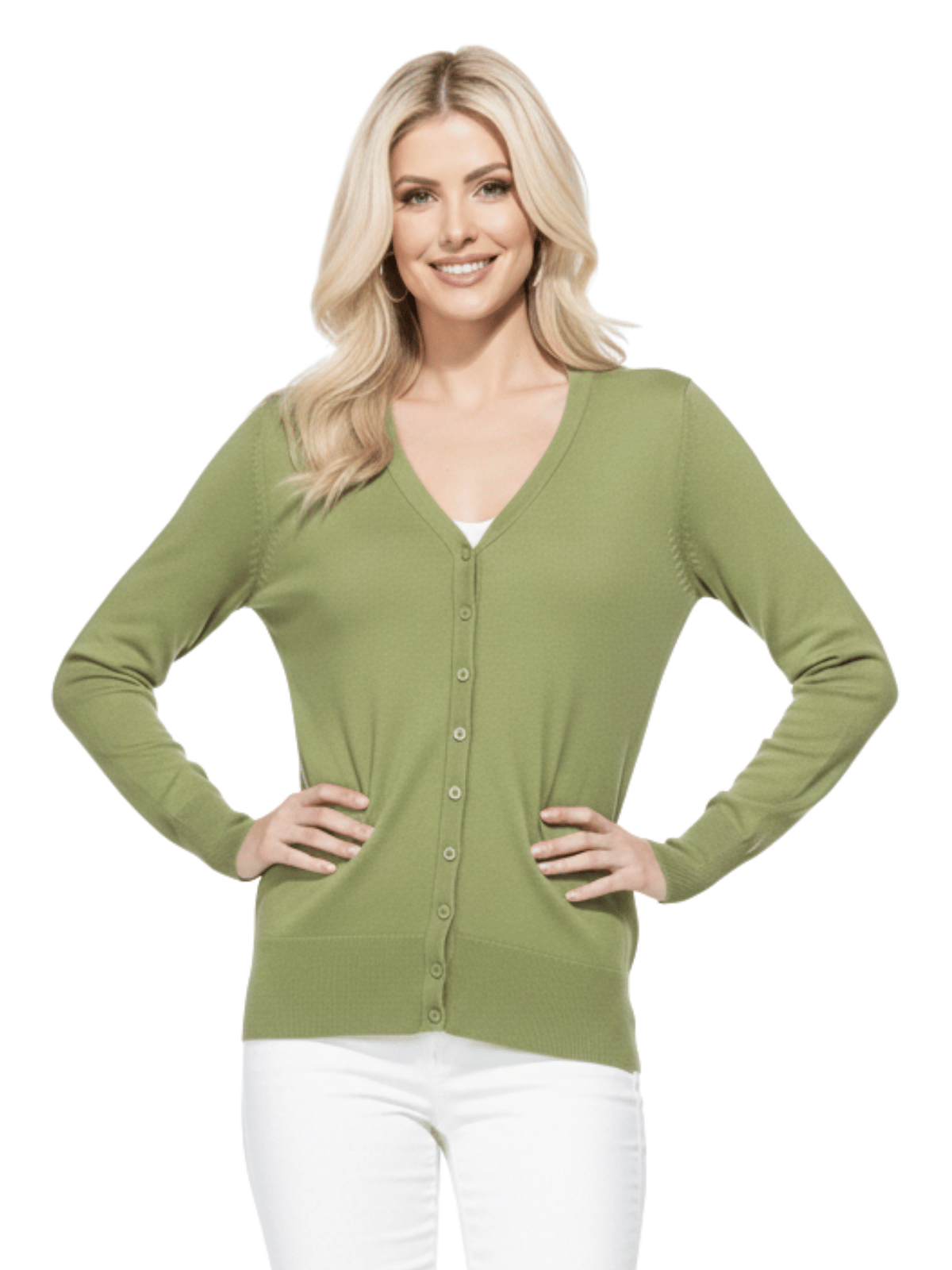 Women V-Neck Button Down Knit Cardigan Sweater MK5178 (S-XL)