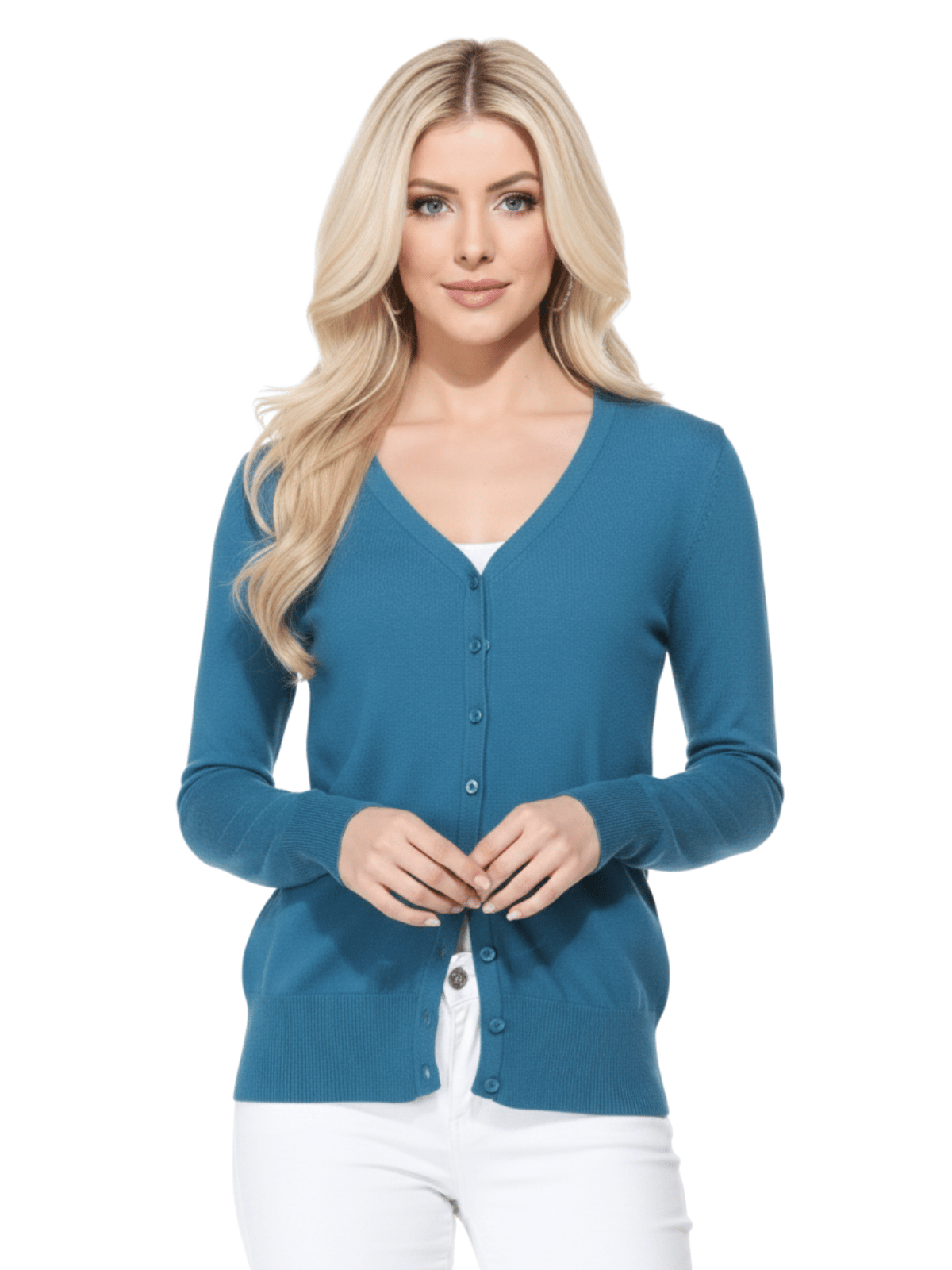 Women V-Neck Button Down Knit Cardigan Sweater MK5178 (S-XL)