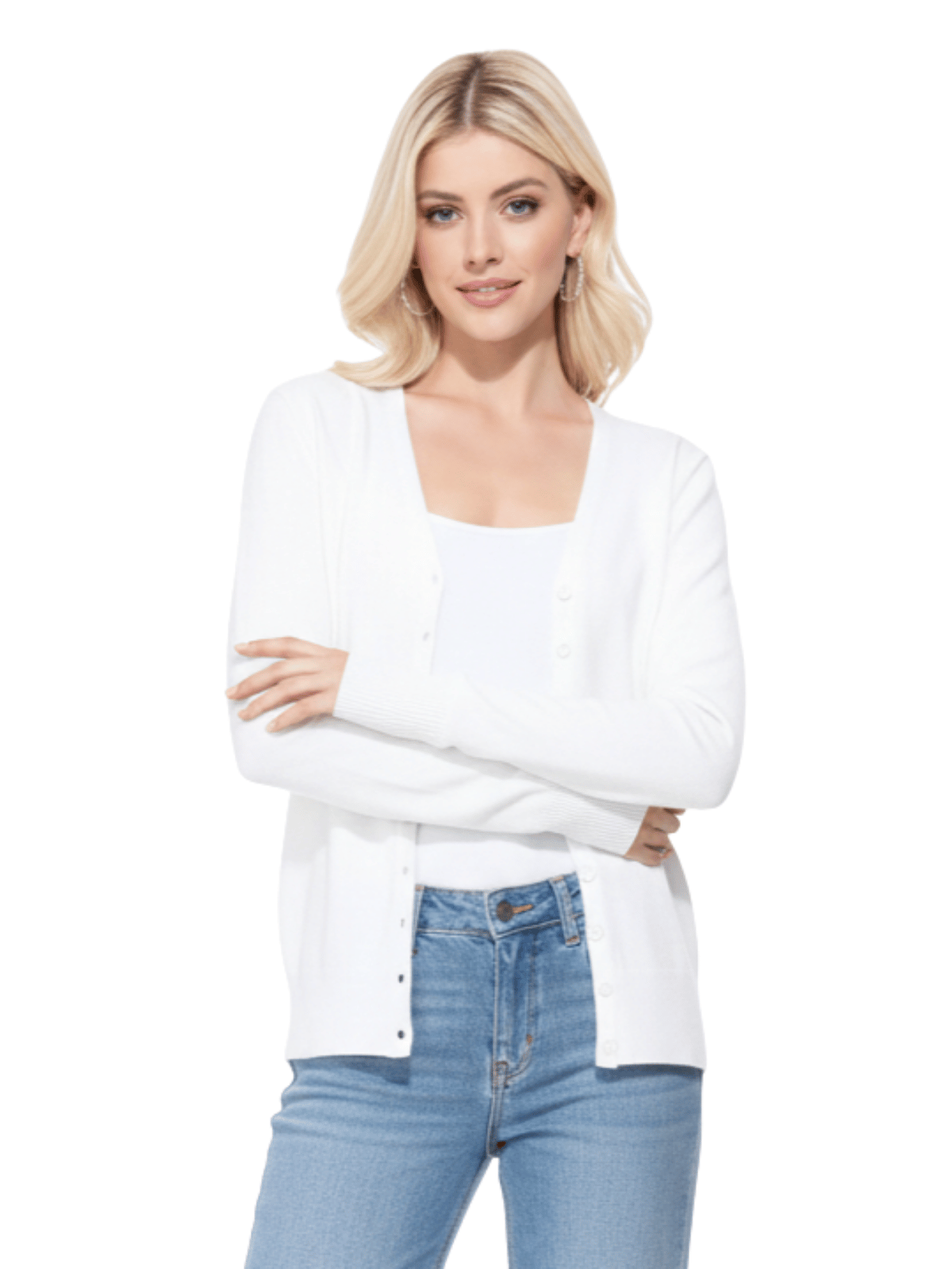 Women V-Neck Button Down Knit Cardigan Sweater MK5178 (S-XL)