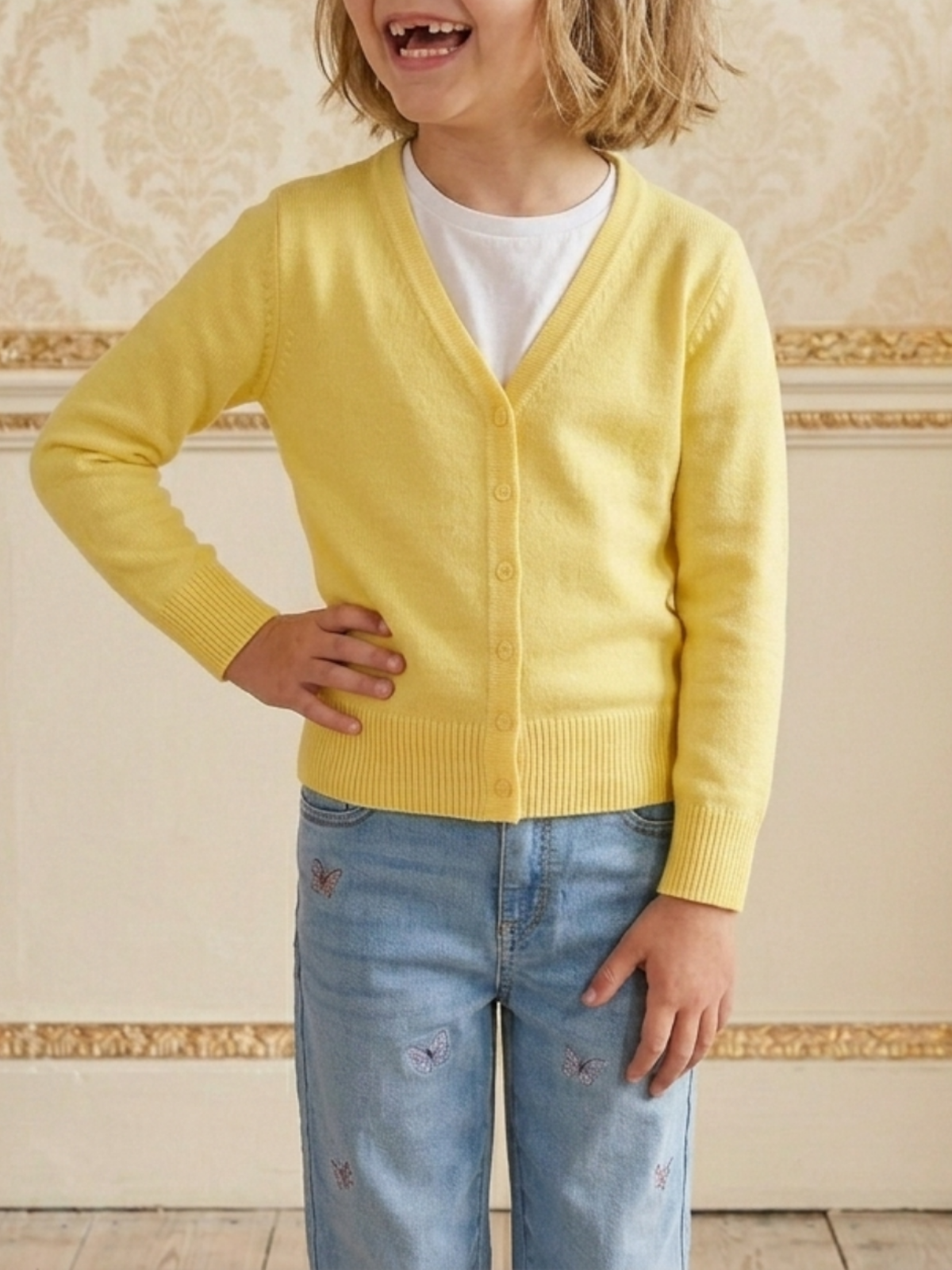 Girls Long Sleeve V neck Sweater Cardigan MK5178KID (2/4-10/12)