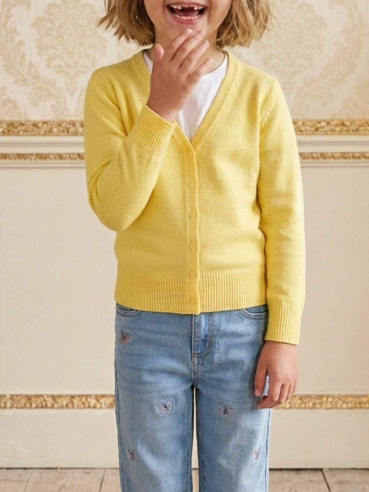 Girls Long Sleeve V neck Sweater Cardigan MK5178KID (2/4-10/12)