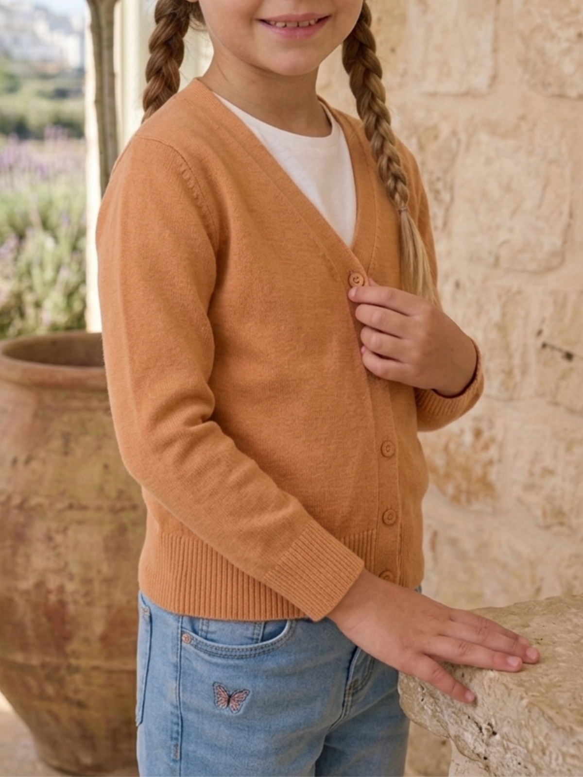 Girls Long Sleeve V neck Sweater Cardigan MK5178KID (2/4-10/12)
