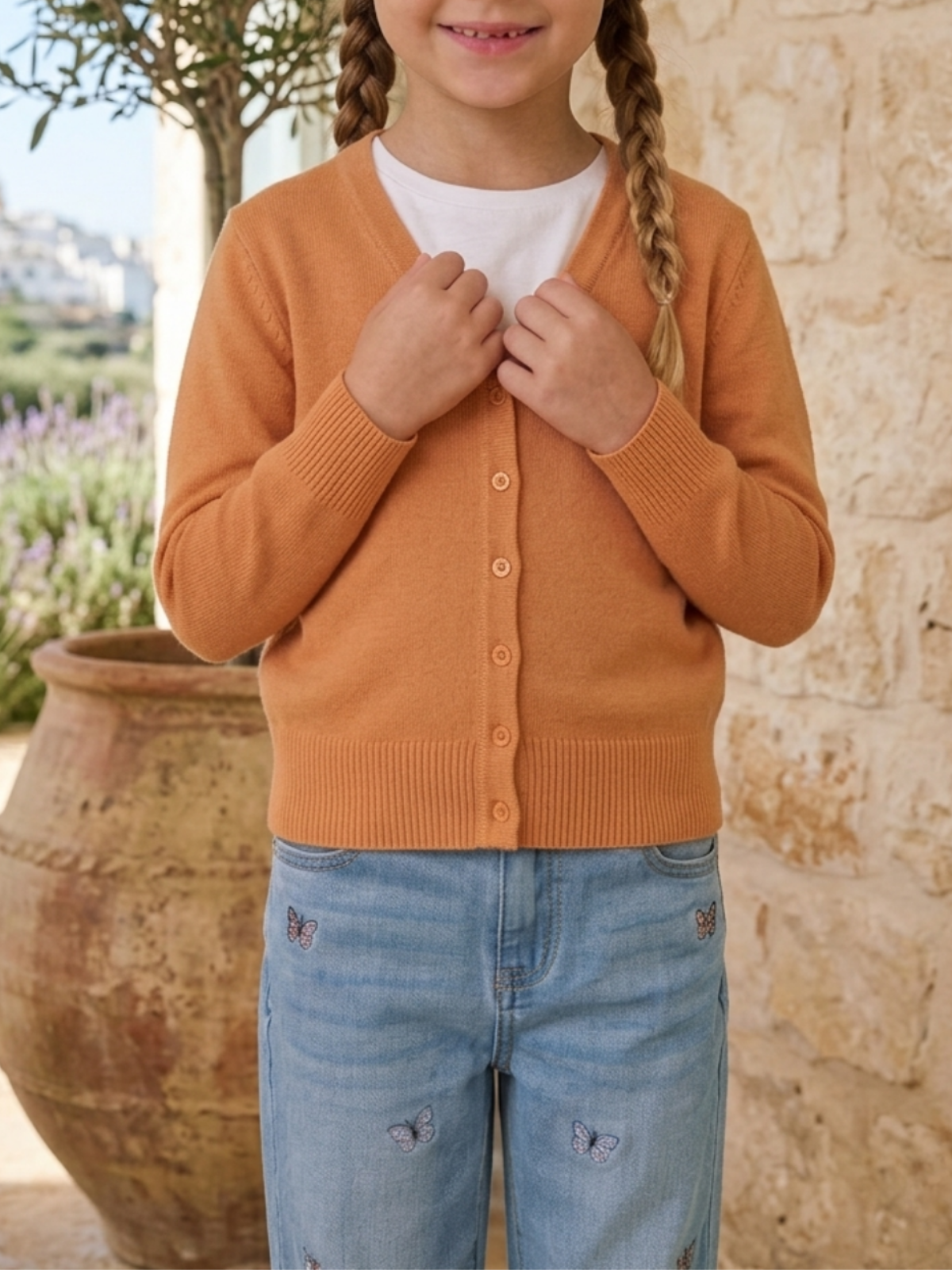 Girls Long Sleeve V neck Sweater Cardigan MK5178KID (2/4-10/12)
