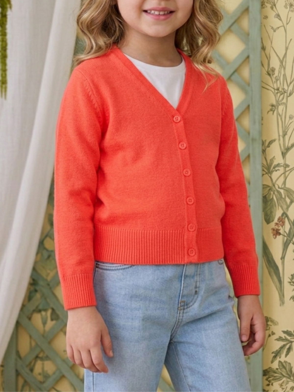 Girls Long Sleeve V neck Sweater Cardigan MK5178KID (2/4-10/12)