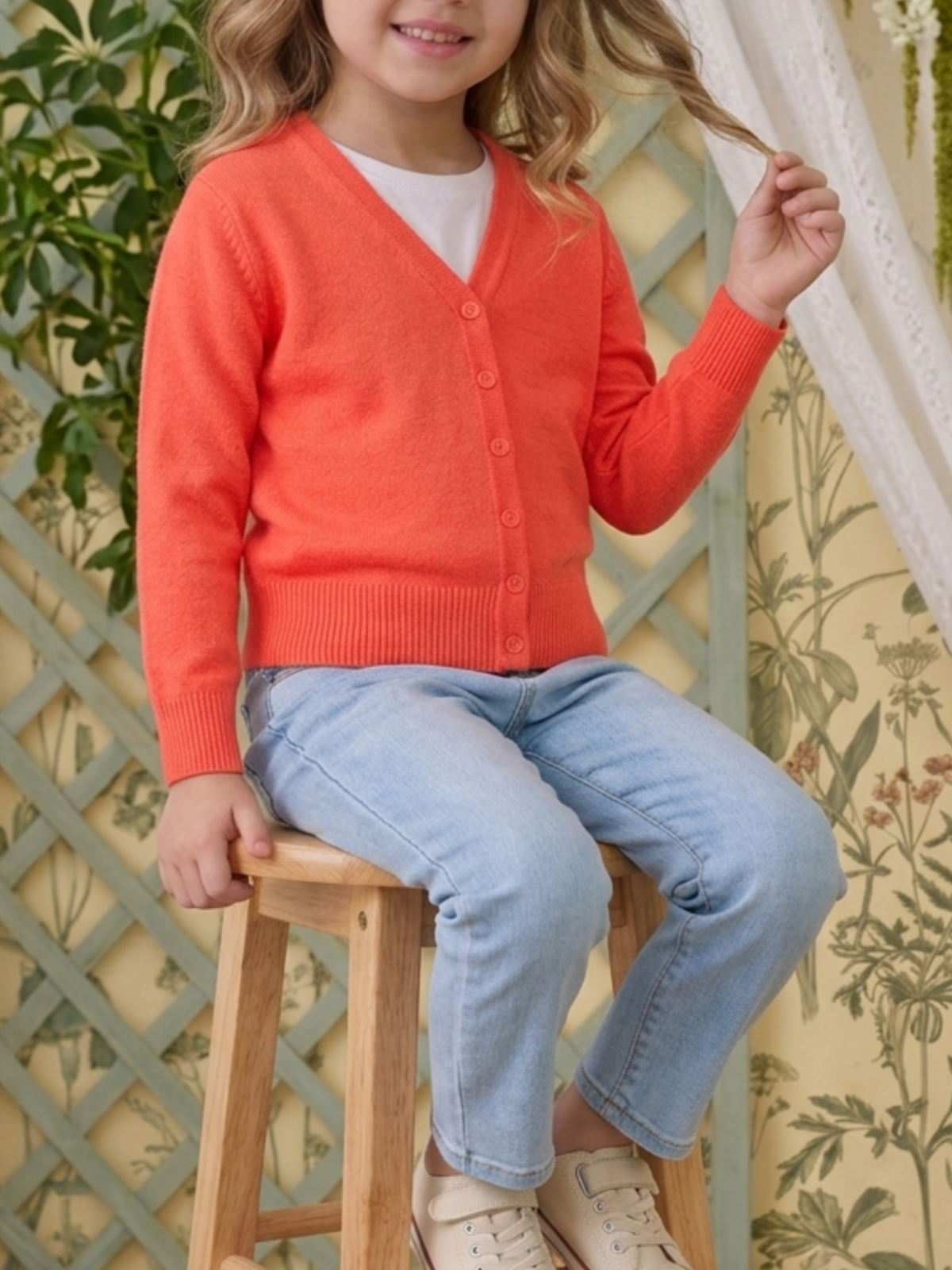 Girls Long Sleeve V neck Sweater Cardigan MK5178KID (2/4-10/12)