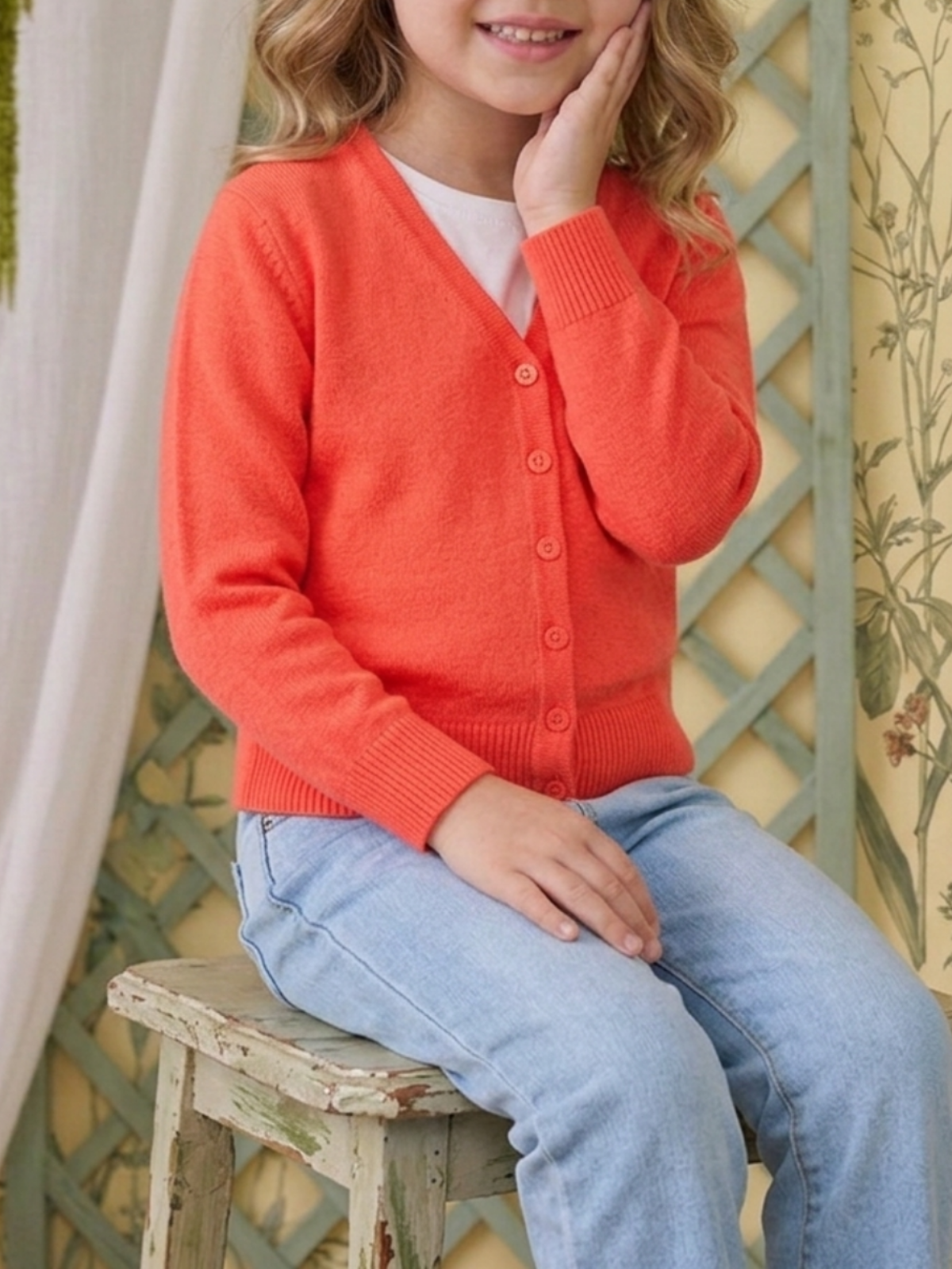 Girls Long Sleeve V neck Sweater Cardigan MK5178KID (2/4-10/12)