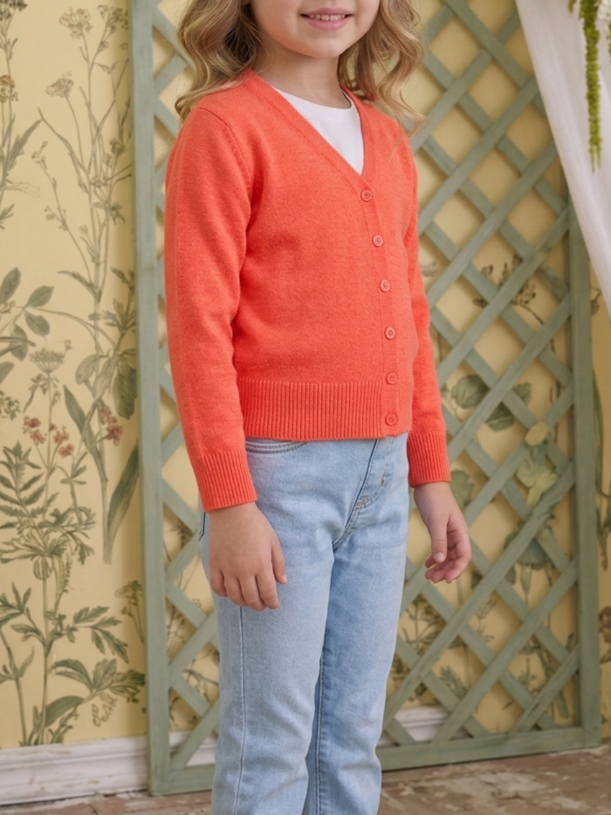 Girls Long Sleeve V neck Sweater Cardigan MK5178KID (2/4-10/12)