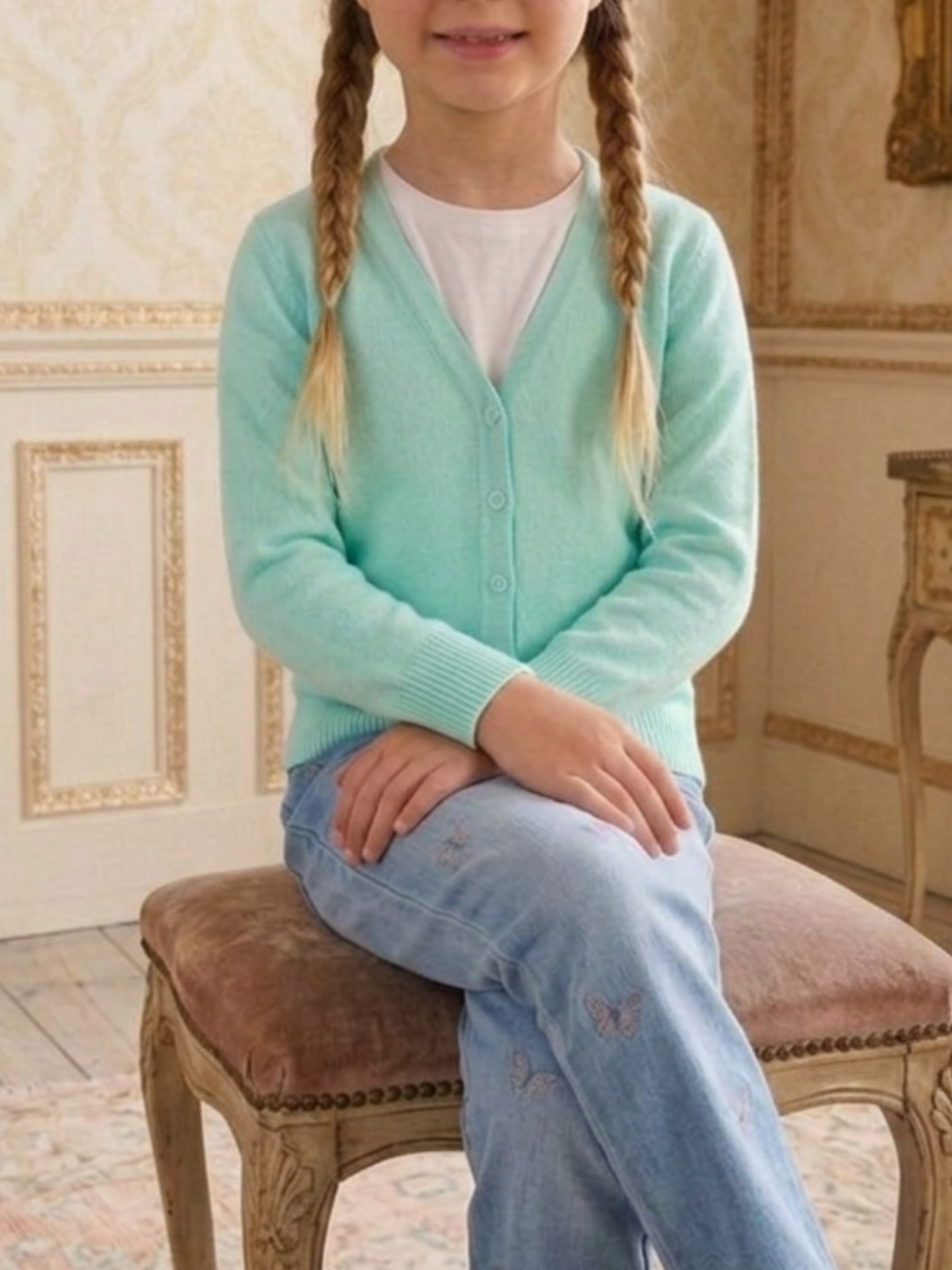 Girls Long Sleeve V neck Sweater Cardigan MK5178KID (2/4-10/12)