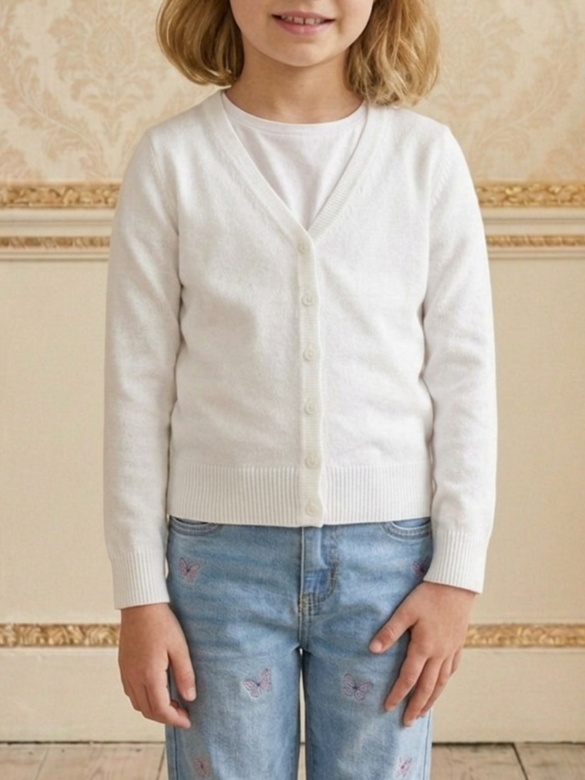 Girls Long Sleeve V neck Sweater Cardigan MK5178KID (2/4-10/12)