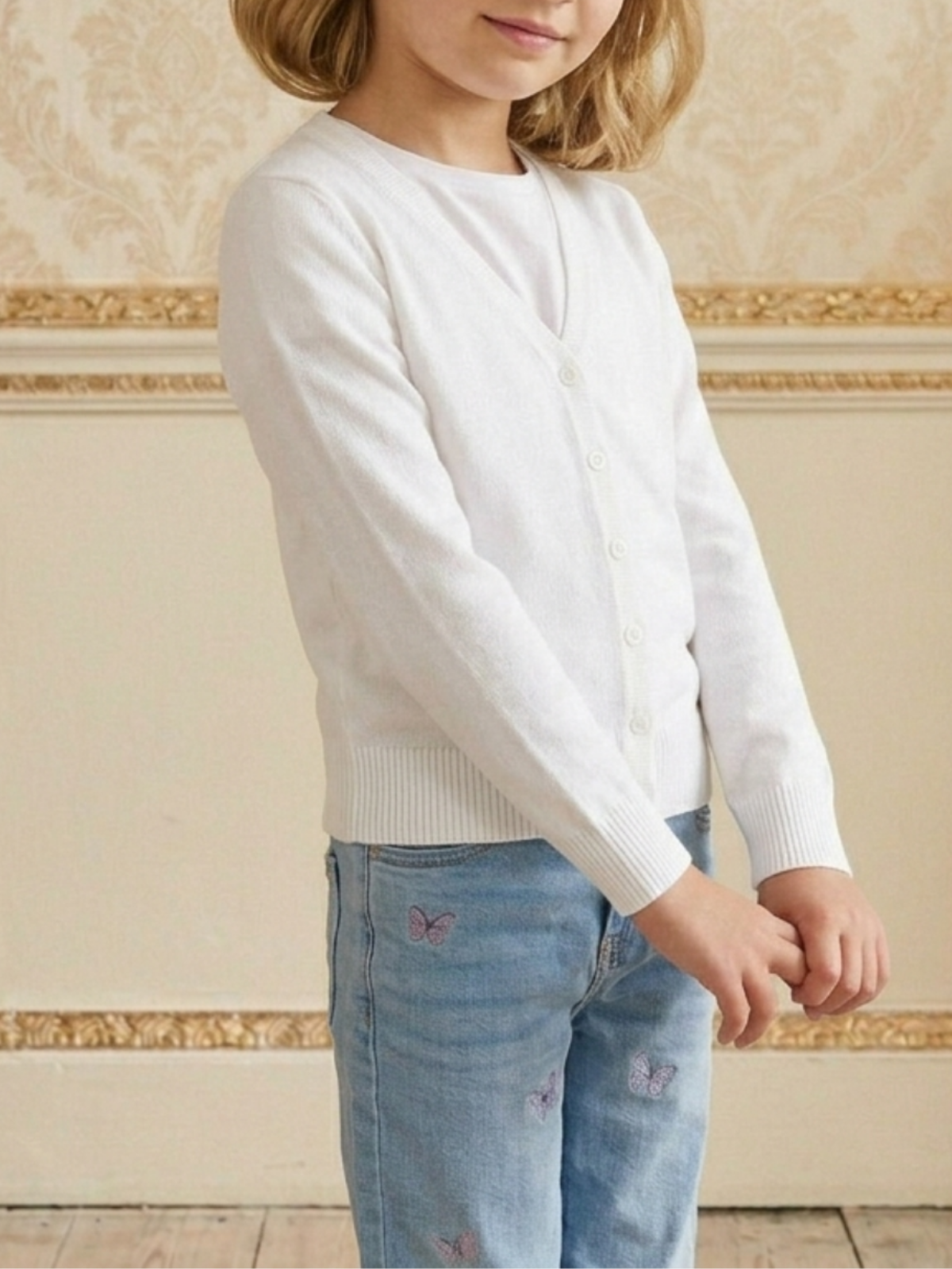 Girls Long Sleeve V neck Sweater Cardigan MK5178KID (2/4-10/12)