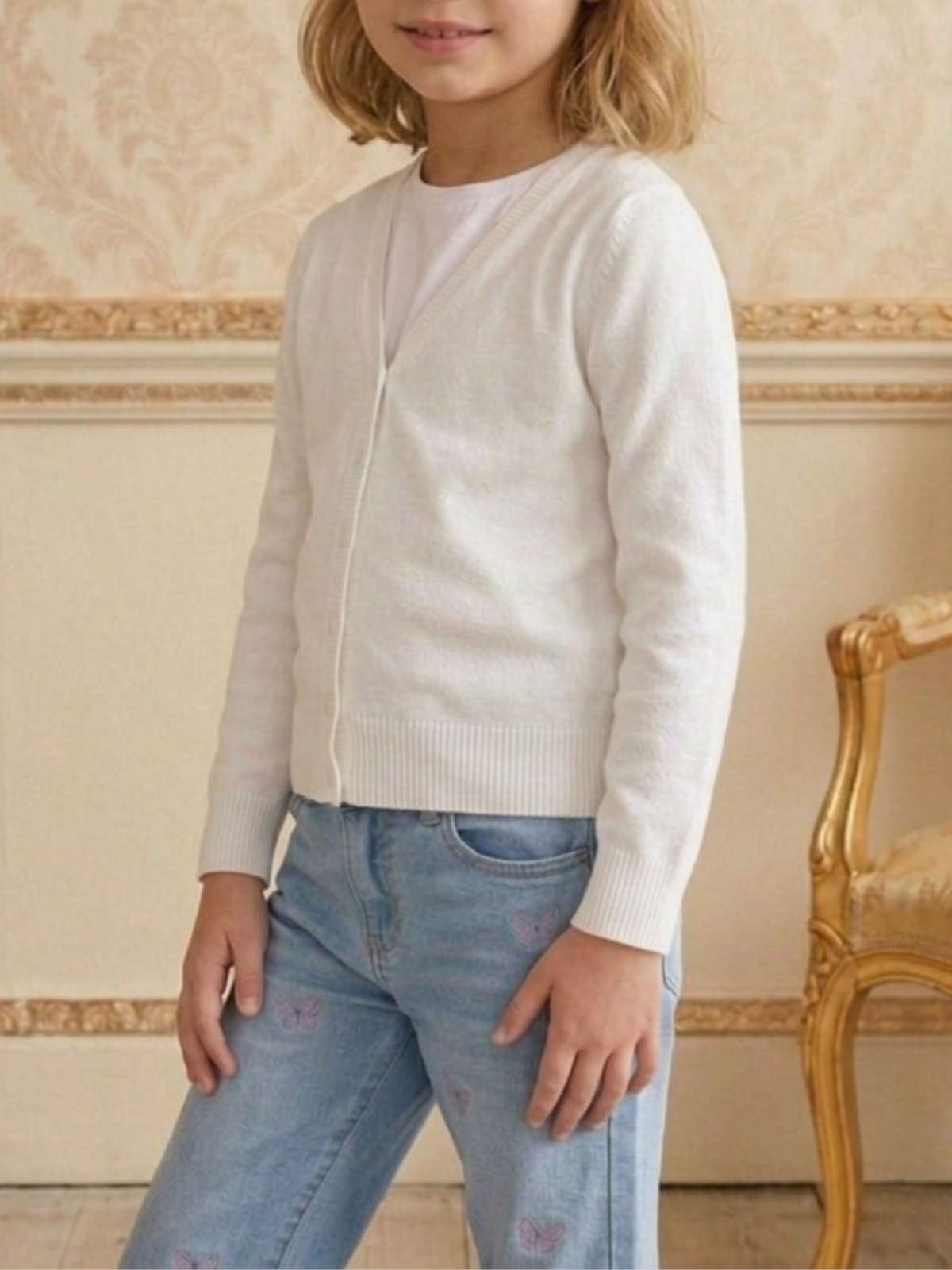 Girls Long Sleeve V neck Sweater Cardigan MK5178KID (2/4-10/12)