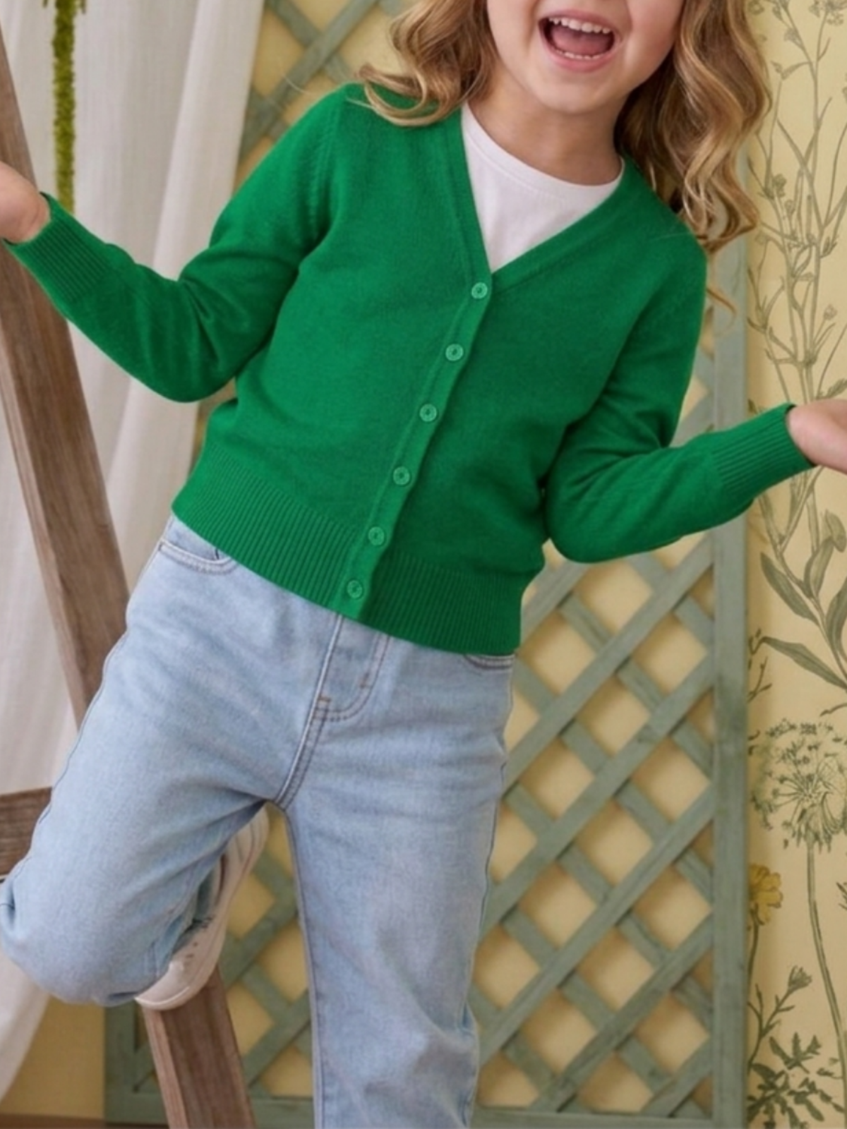 Girls Long Sleeve V neck Sweater Cardigan MK5178KID (2/4-10/12)