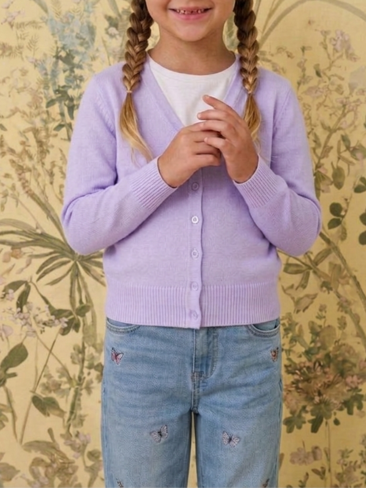 Girls Long Sleeve V neck Sweater Cardigan MK5178KID (2/4-10/12)