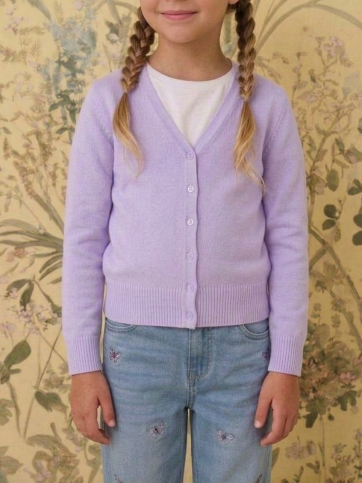 Girls Long Sleeve V neck Sweater Cardigan MK5178KID (2/4-10/12)