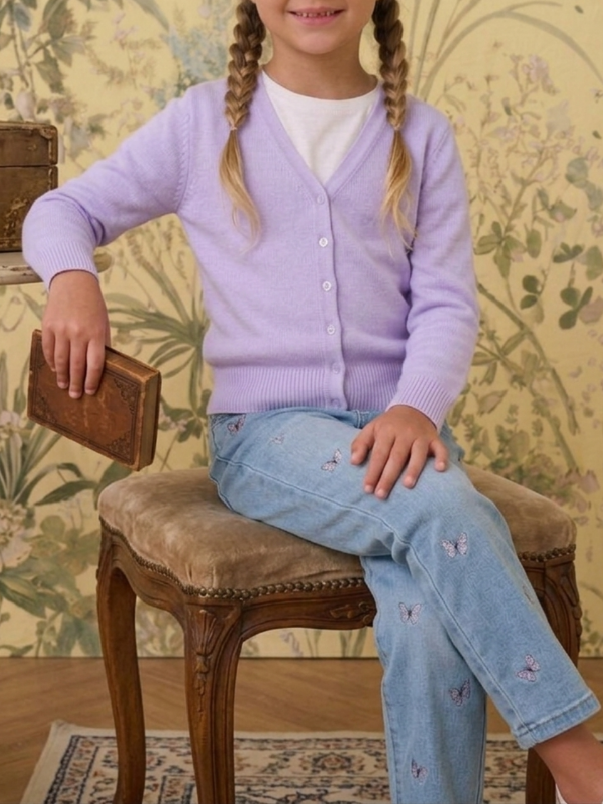 Girls Long Sleeve V neck Sweater Cardigan MK5178KID (2/4-10/12)